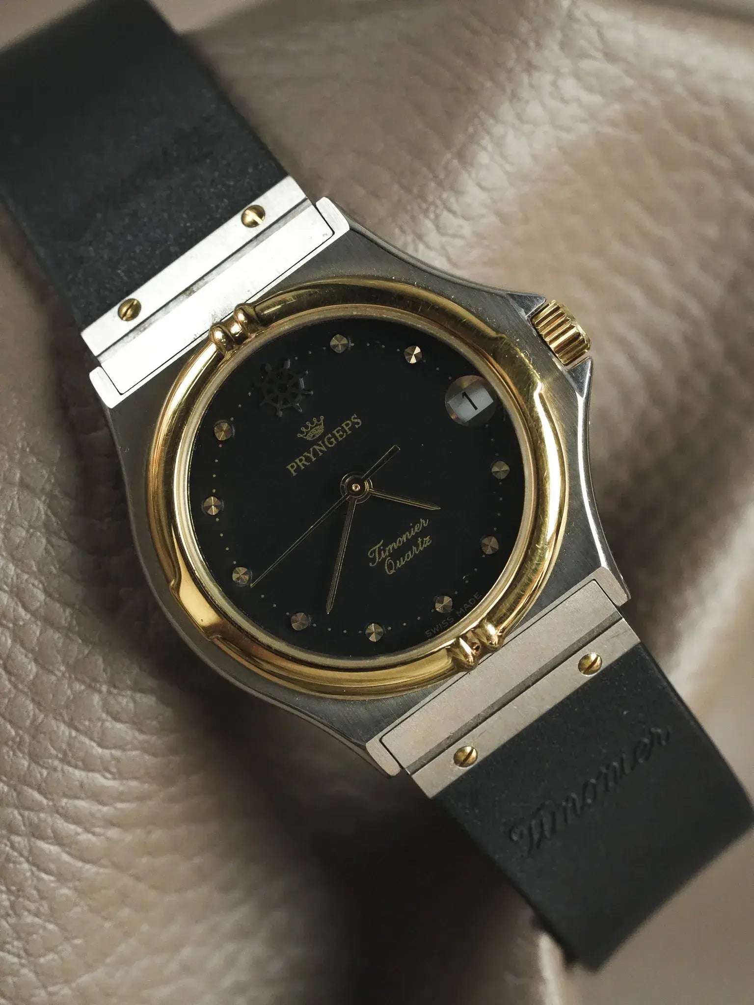 Pryngeps - Style "Hublot" Acier Or - Neuve de stock - 1990s - Atelier Victor