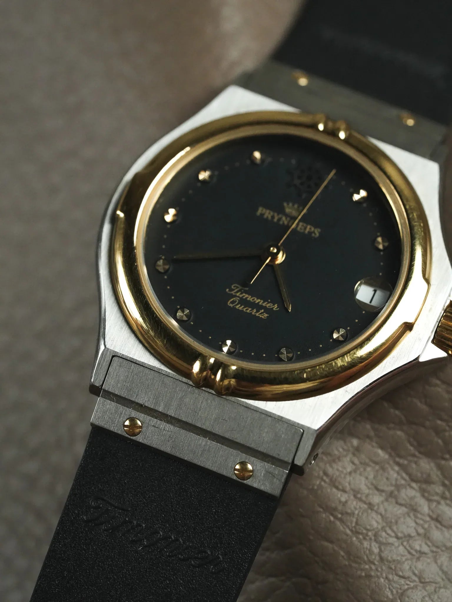 Pryngeps - Style "Hublot" Acier Or - Neuve de stock - 1990s - Atelier Victor - Vintage Shop