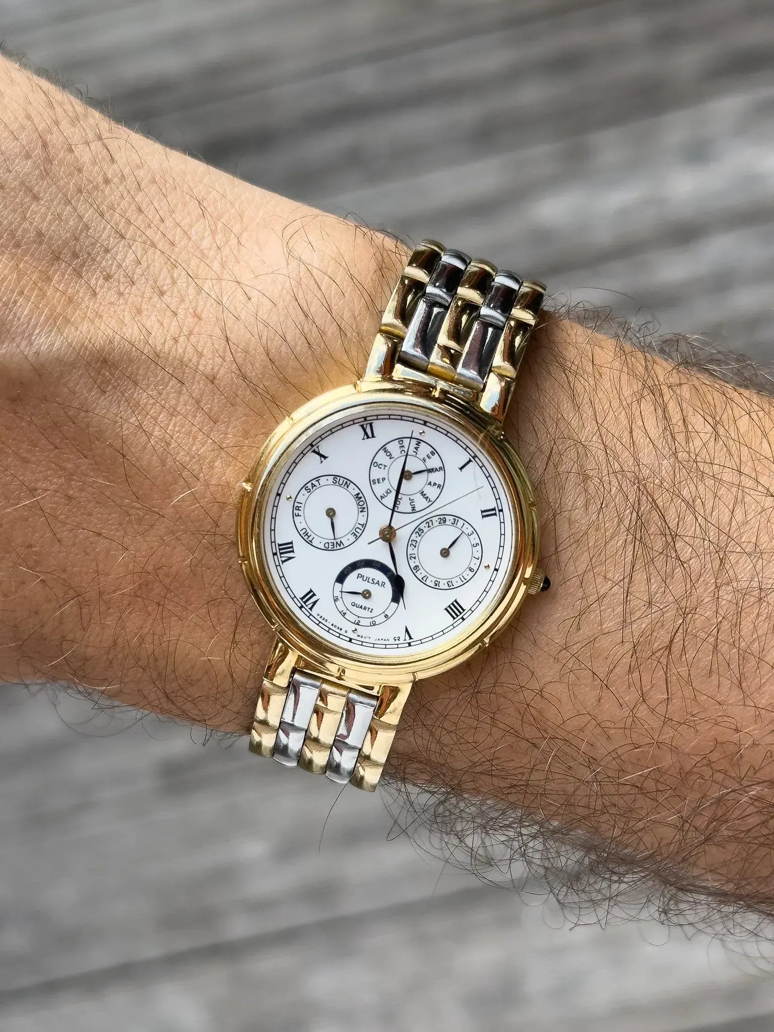 Pulsar x Seiko - Triple Date Acier Or Cabochon noir - 1998 - Atelier Victor