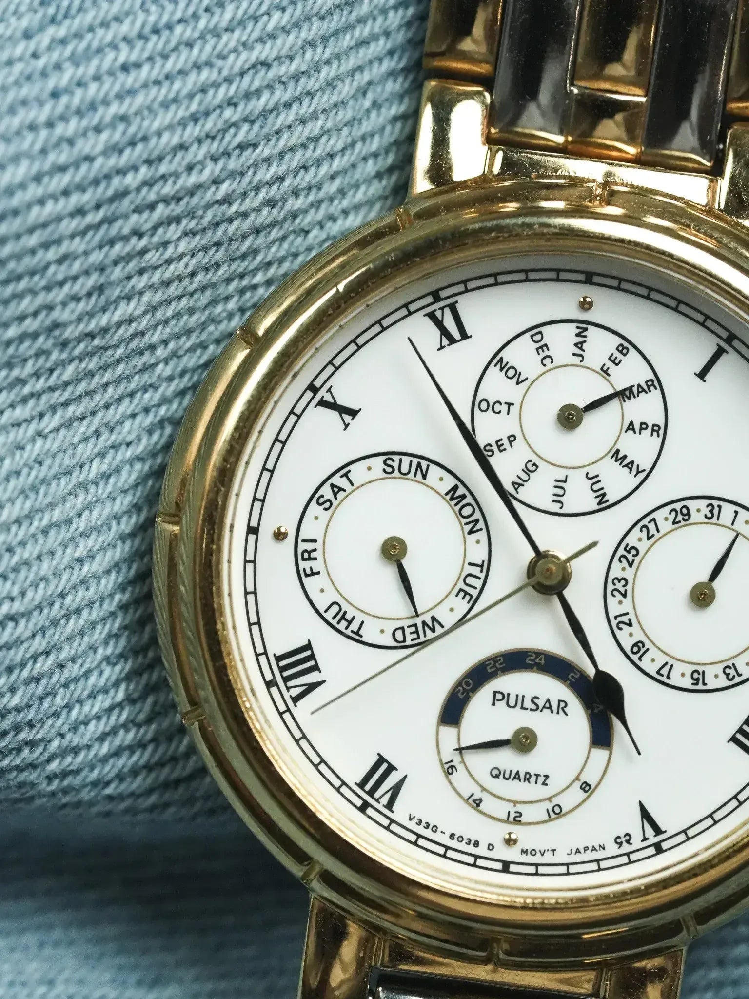 Pulsar x Seiko - Triple Date Acier Or Cabochon noir - 1998 - Atelier Victor