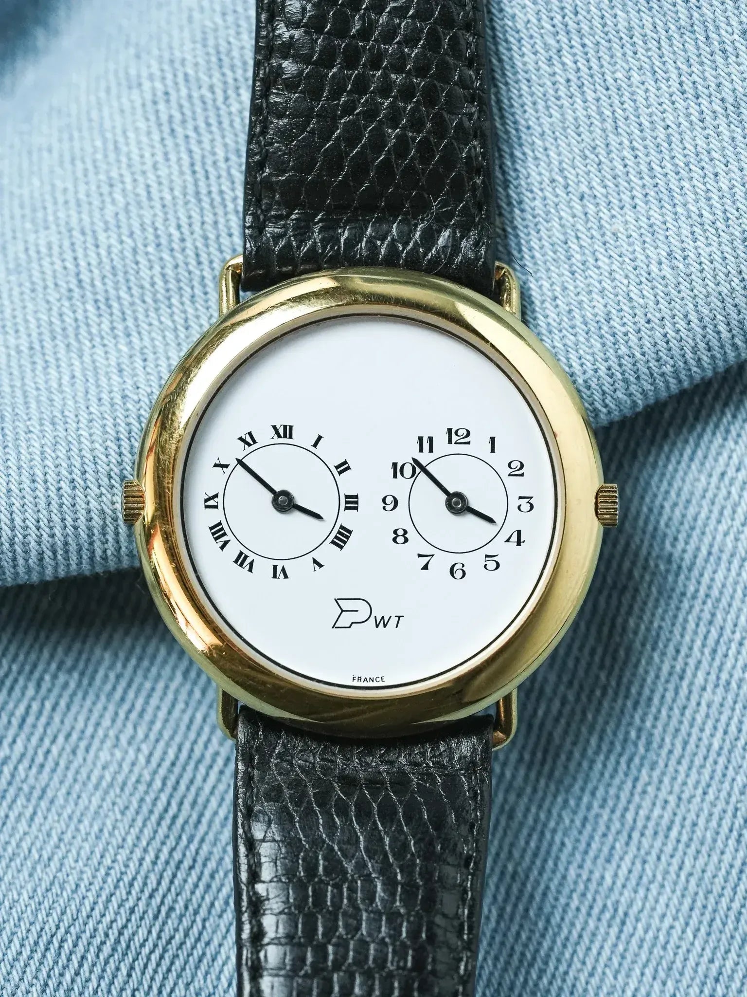 PWT - Double Fuseaux Double mouvements Or Cadran blanc - 1990s - Atelier Victor