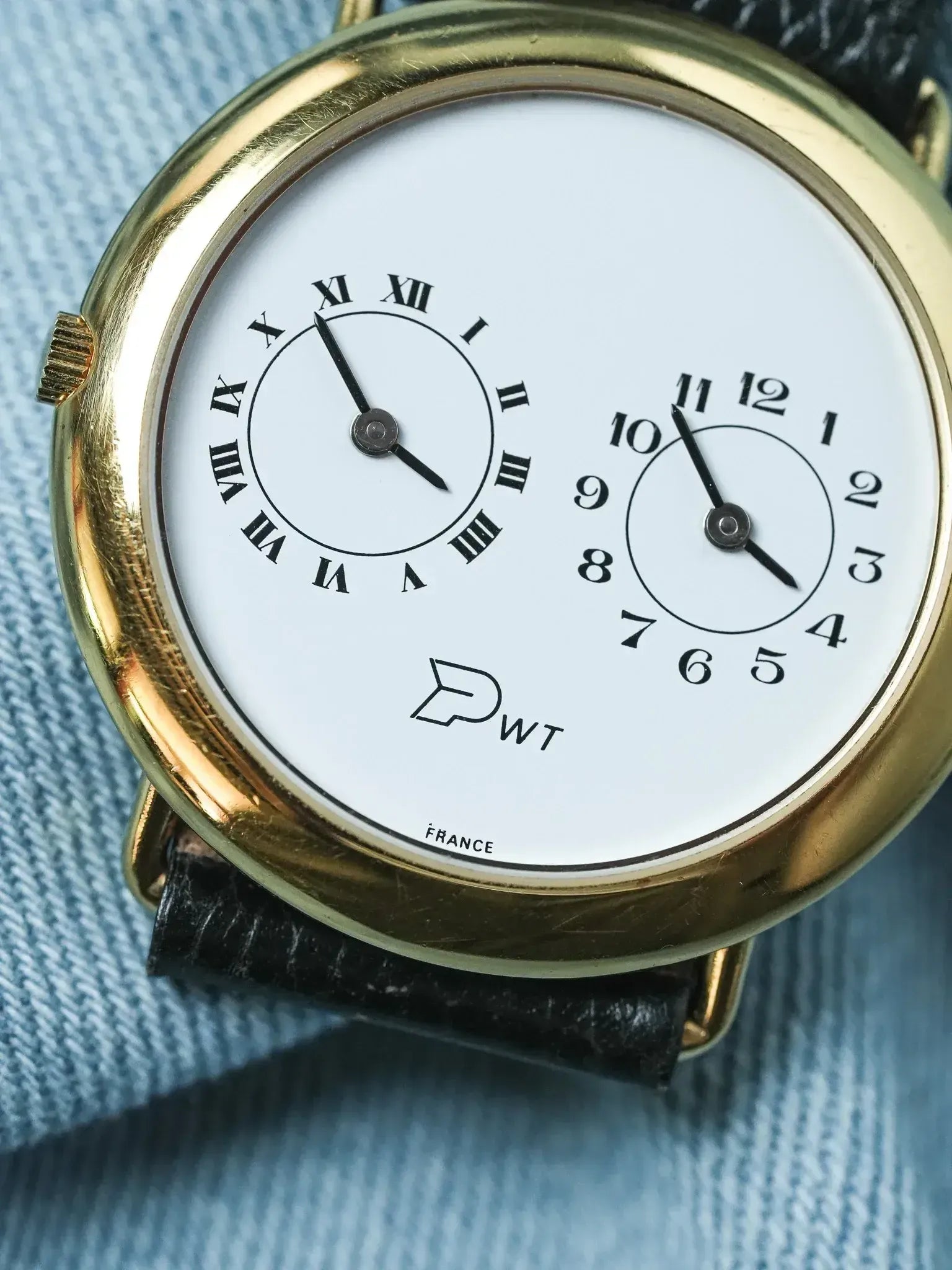 PWT - Double Fuseaux Double mouvements Or Cadran blanc - 1990s - Atelier Victor