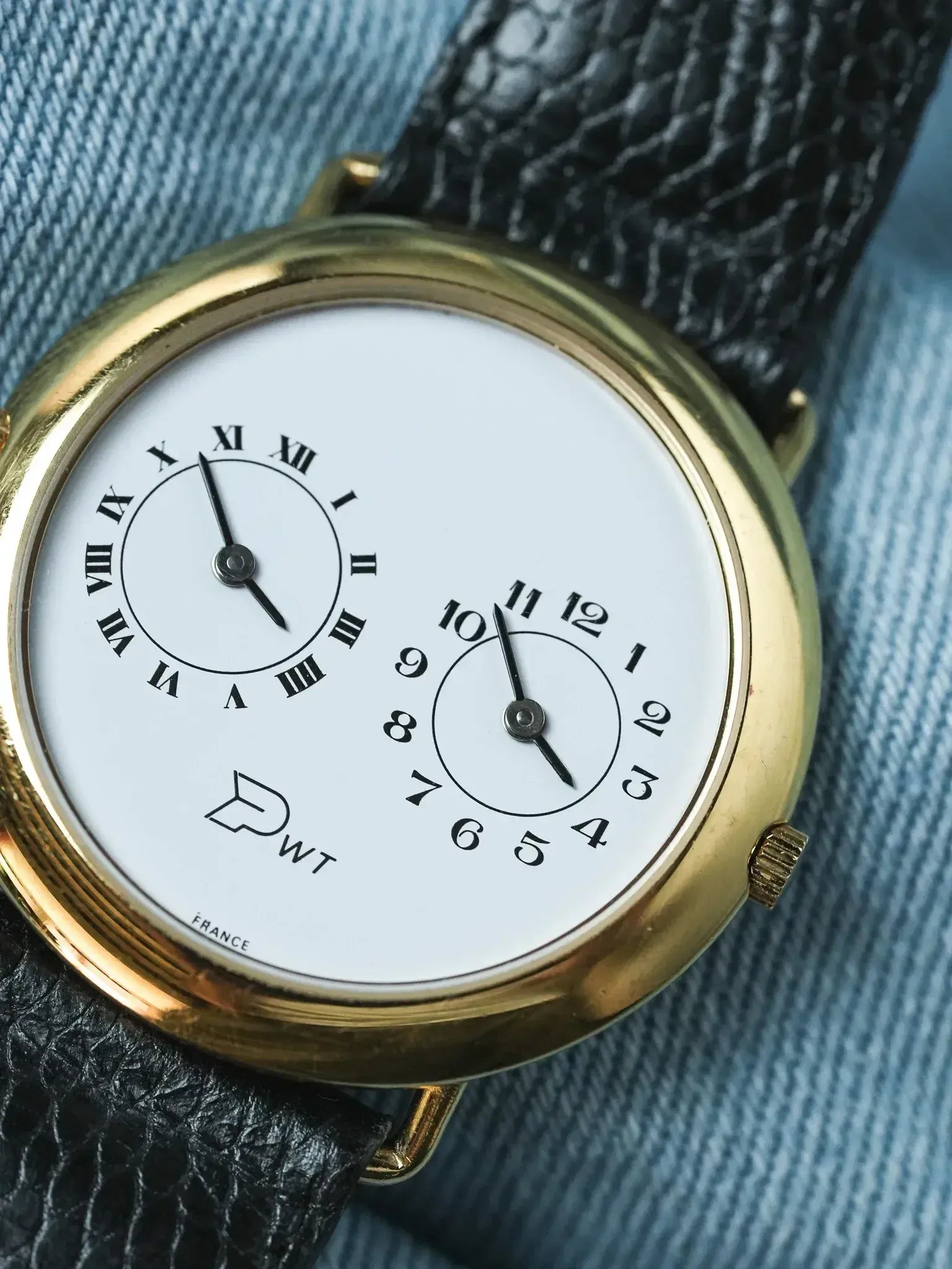 PWT - Double Fuseaux Double mouvements Or Cadran blanc - 1990s - Atelier Victor