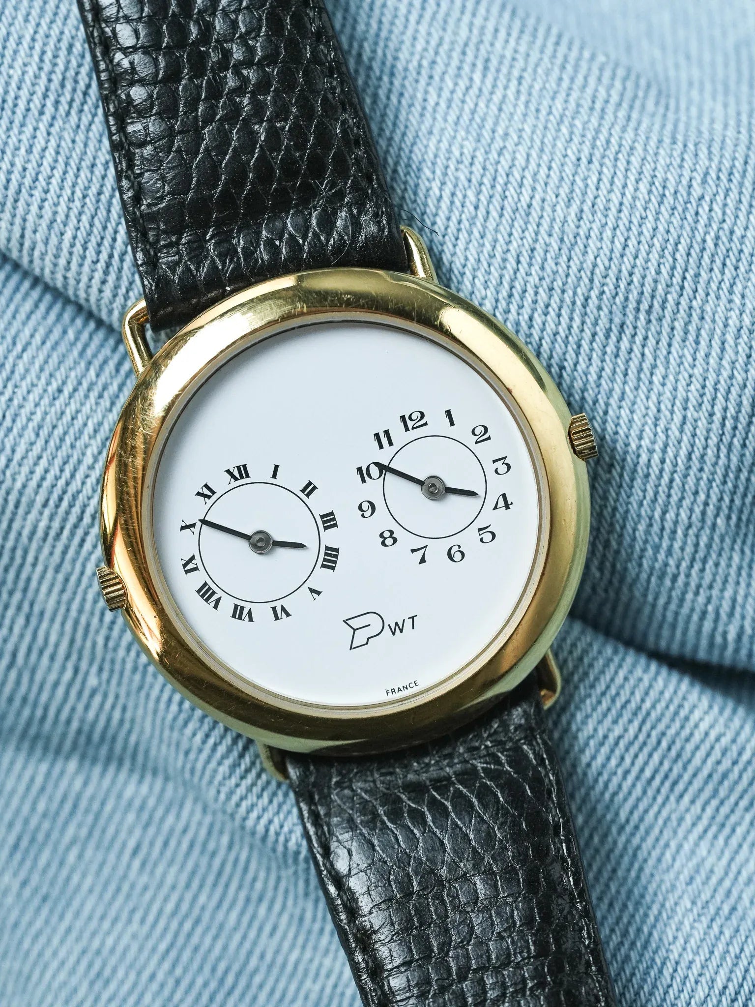 PWT - Double Fuseaux Double mouvements Or Cadran blanc - 1990s - Atelier Victor