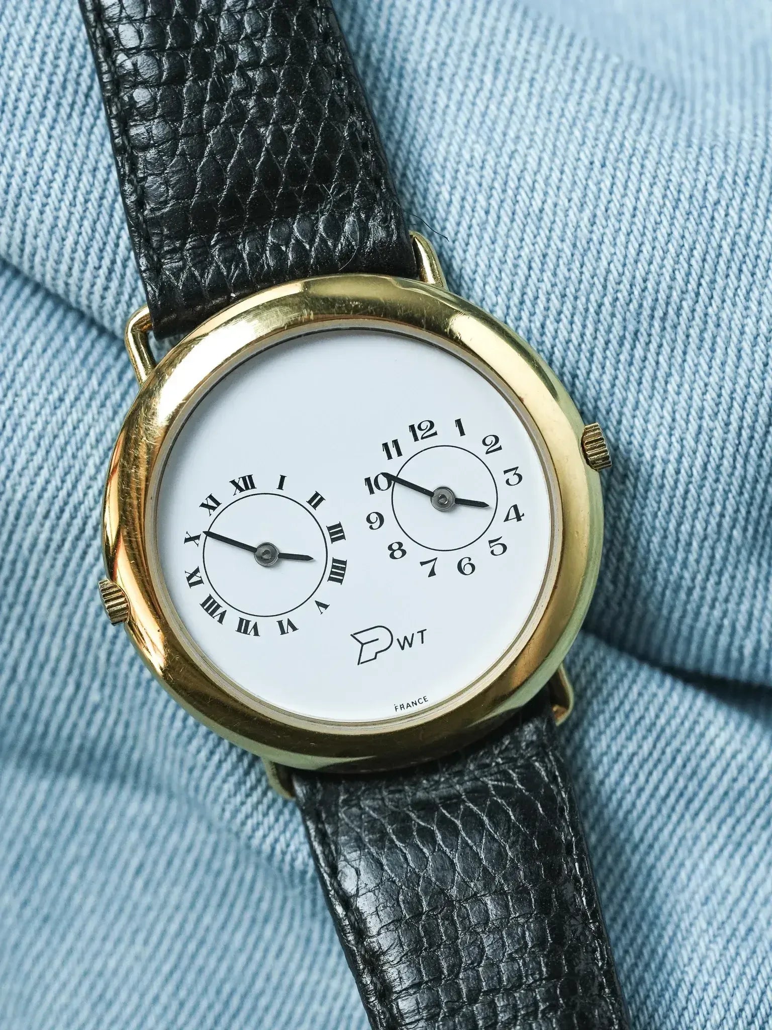 PWT - Double Fuseaux Double mouvements Or Cadran blanc - 1990s - Atelier Victor
