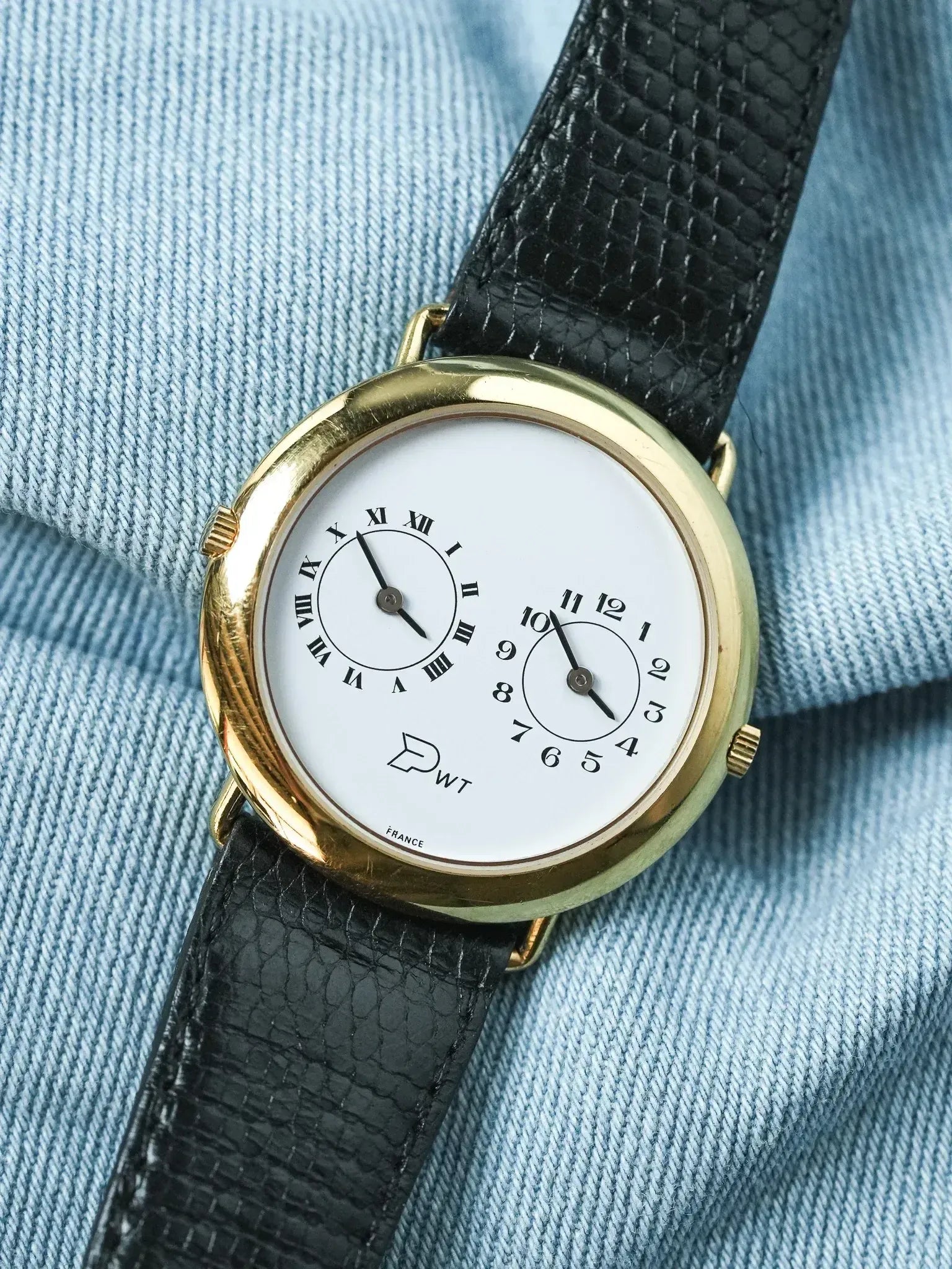 PWT - Double Fuseaux Double mouvements Or Cadran blanc - 1990s - Atelier Victor