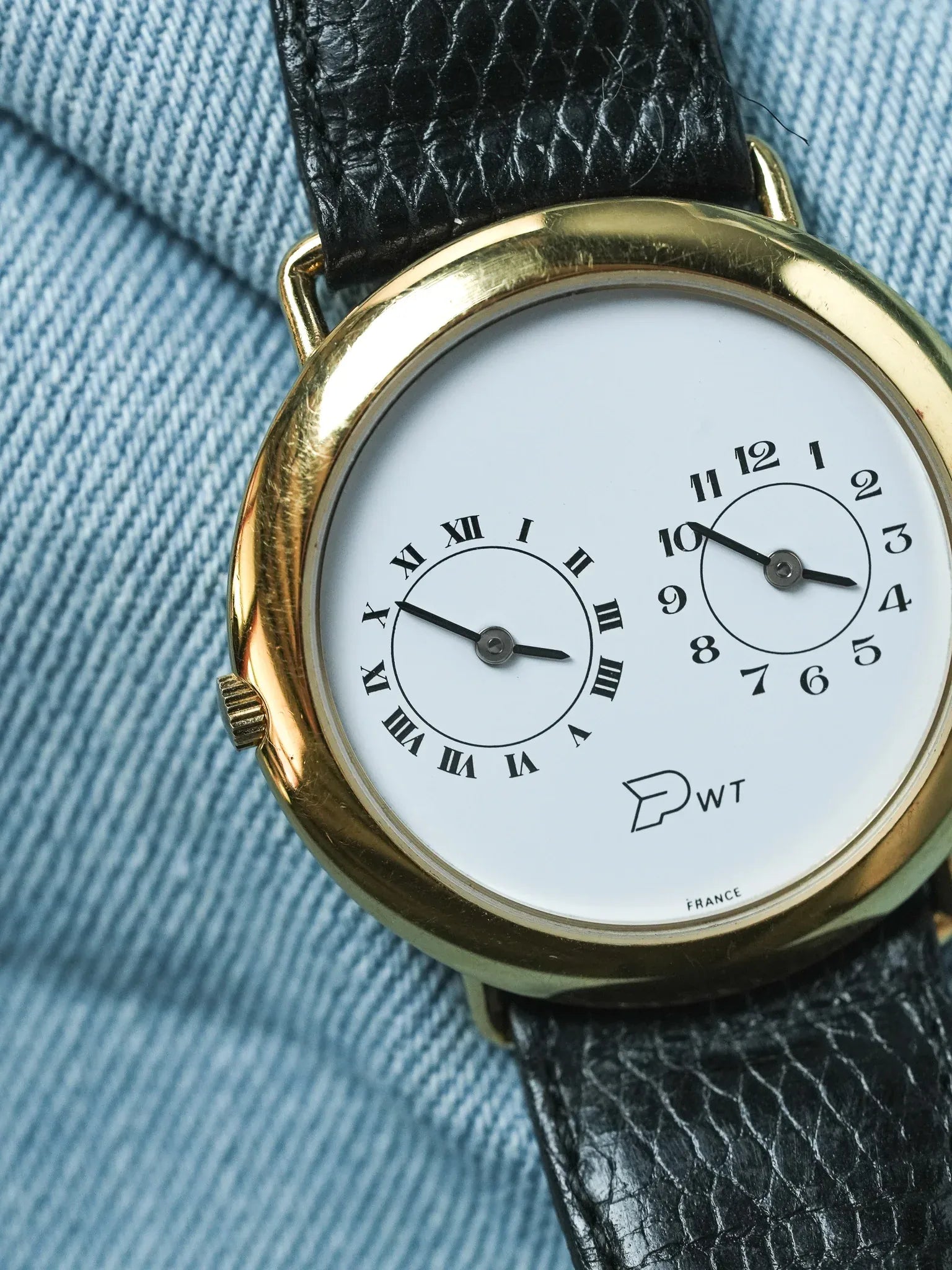PWT - Double Fuseaux Double mouvements Or Cadran blanc - 1990s - Atelier Victor