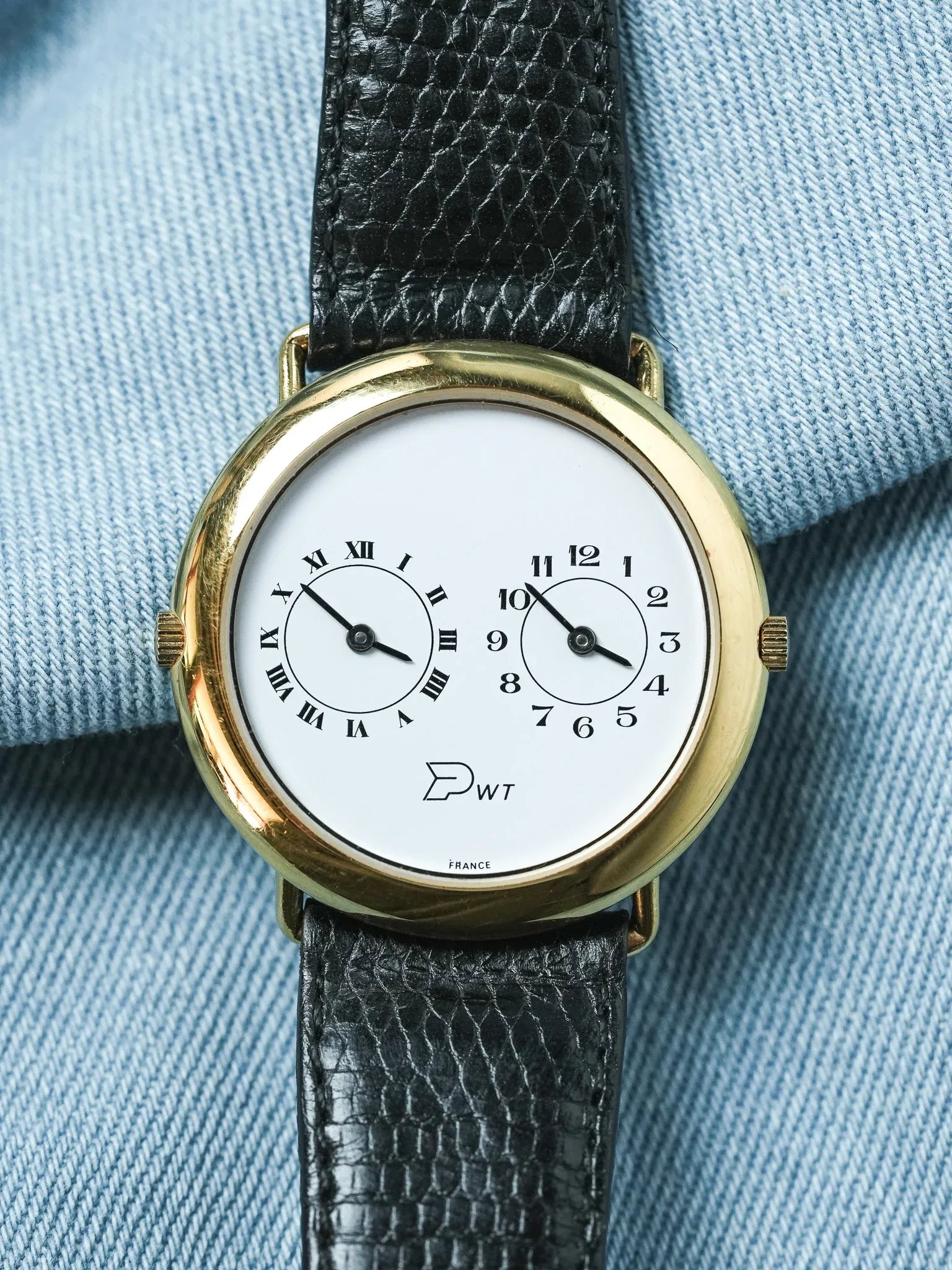 PWT - Double Fuseaux Double mouvements Or Cadran blanc - 1990s - Atelier Victor