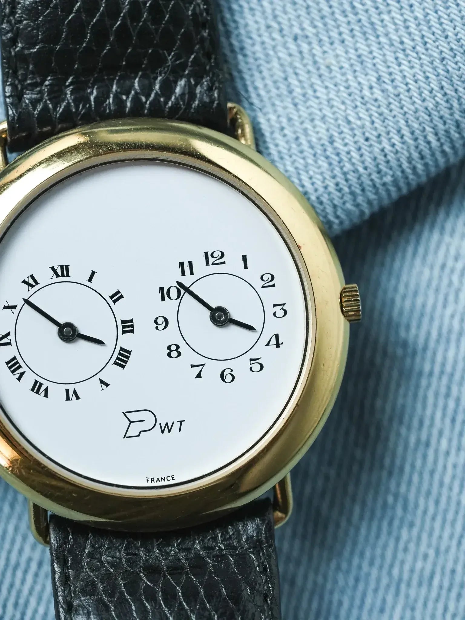 PWT - Double Fuseaux Double mouvements Or Cadran blanc - 1990s - Atelier Victor