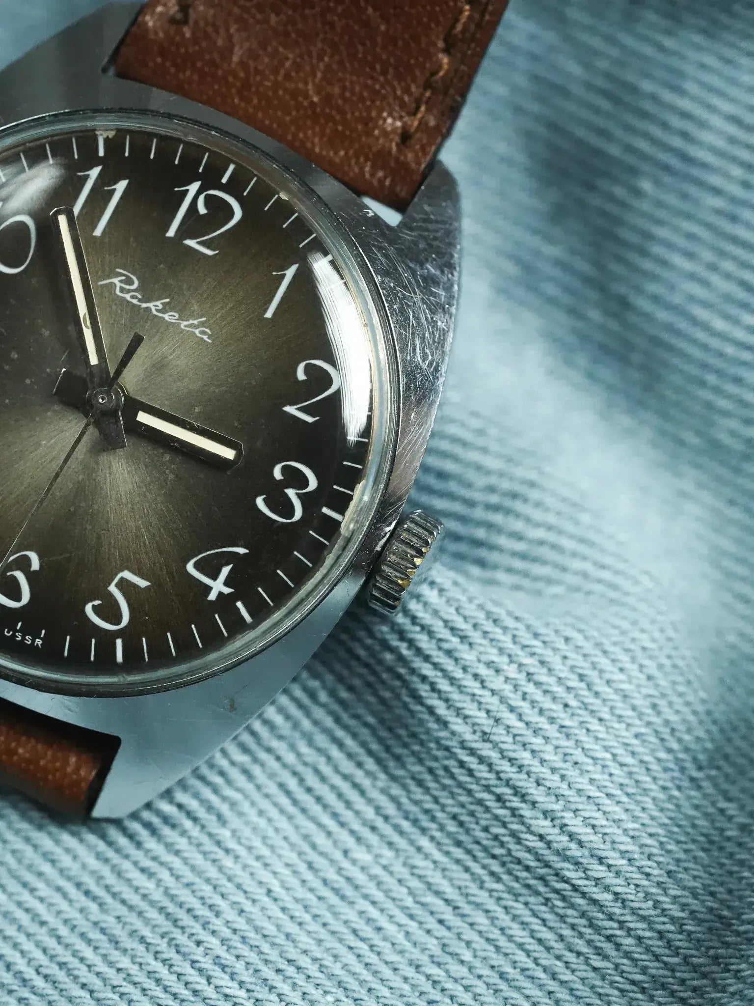 Raketa - Cadran Moka soleil Chiffres Arabes - 1970s - Atelier Victor