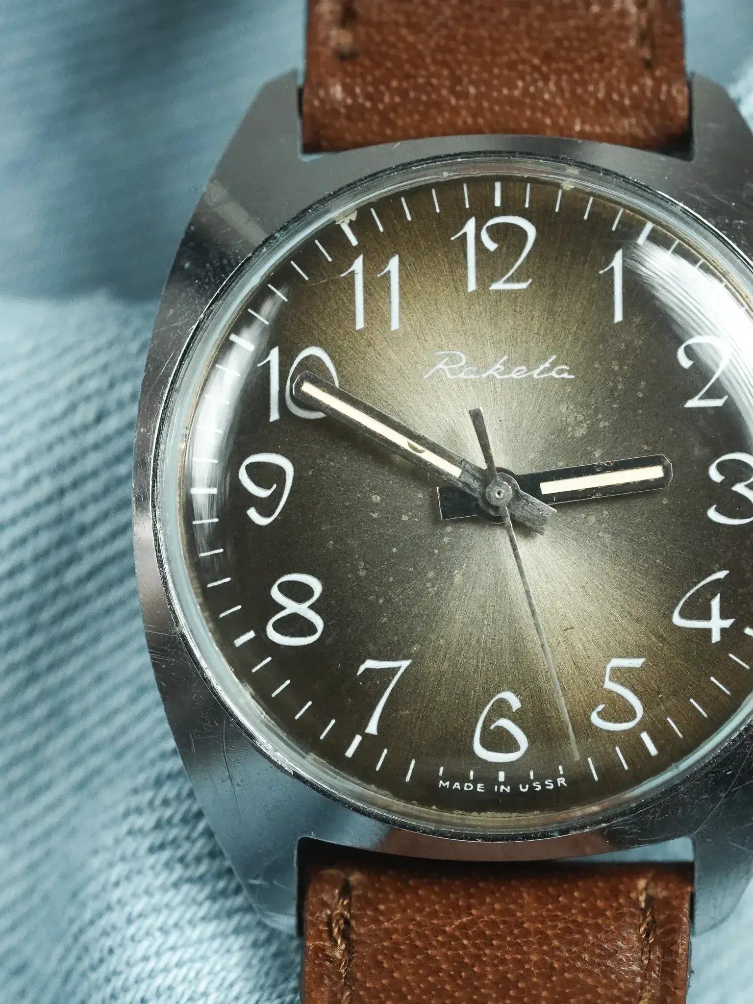 Raketa - Cadran Moka soleil Chiffres Arabes - 1970s - Atelier Victor