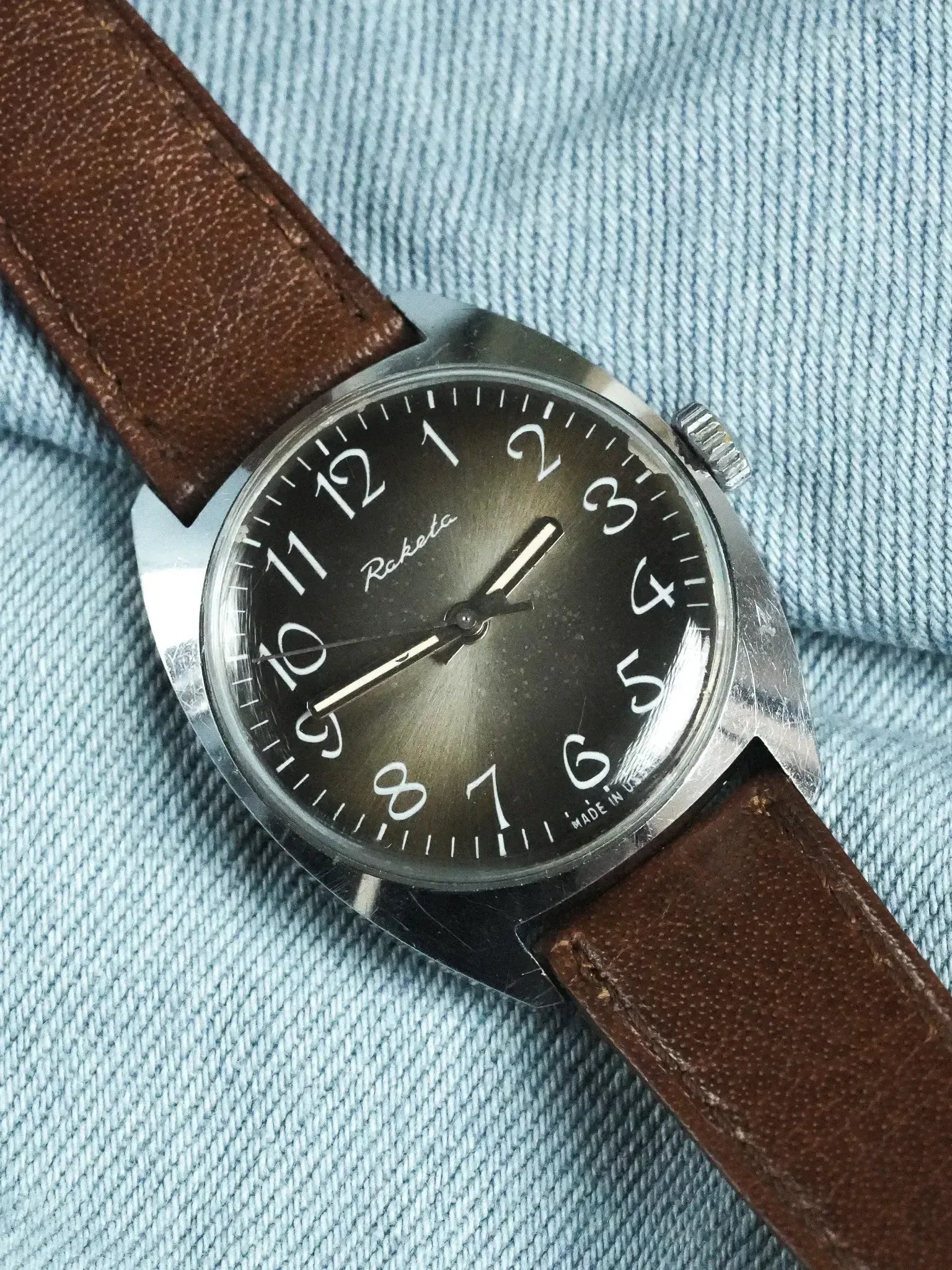 Raketa - Cadran Moka soleil Chiffres Arabes - 1970s - Atelier Victor