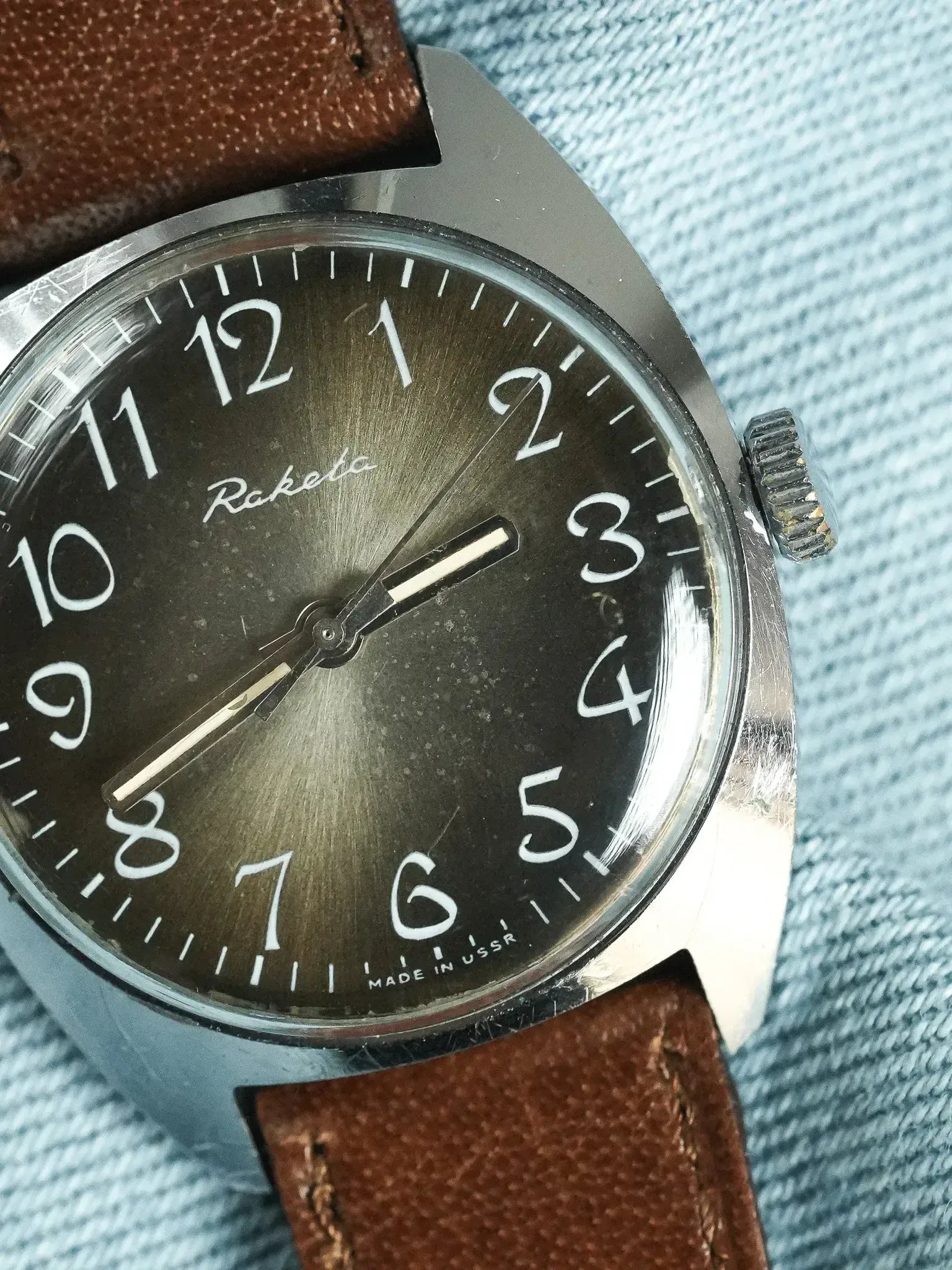 Raketa - Cadran Moka soleil Chiffres Arabes - 1970s - Atelier Victor