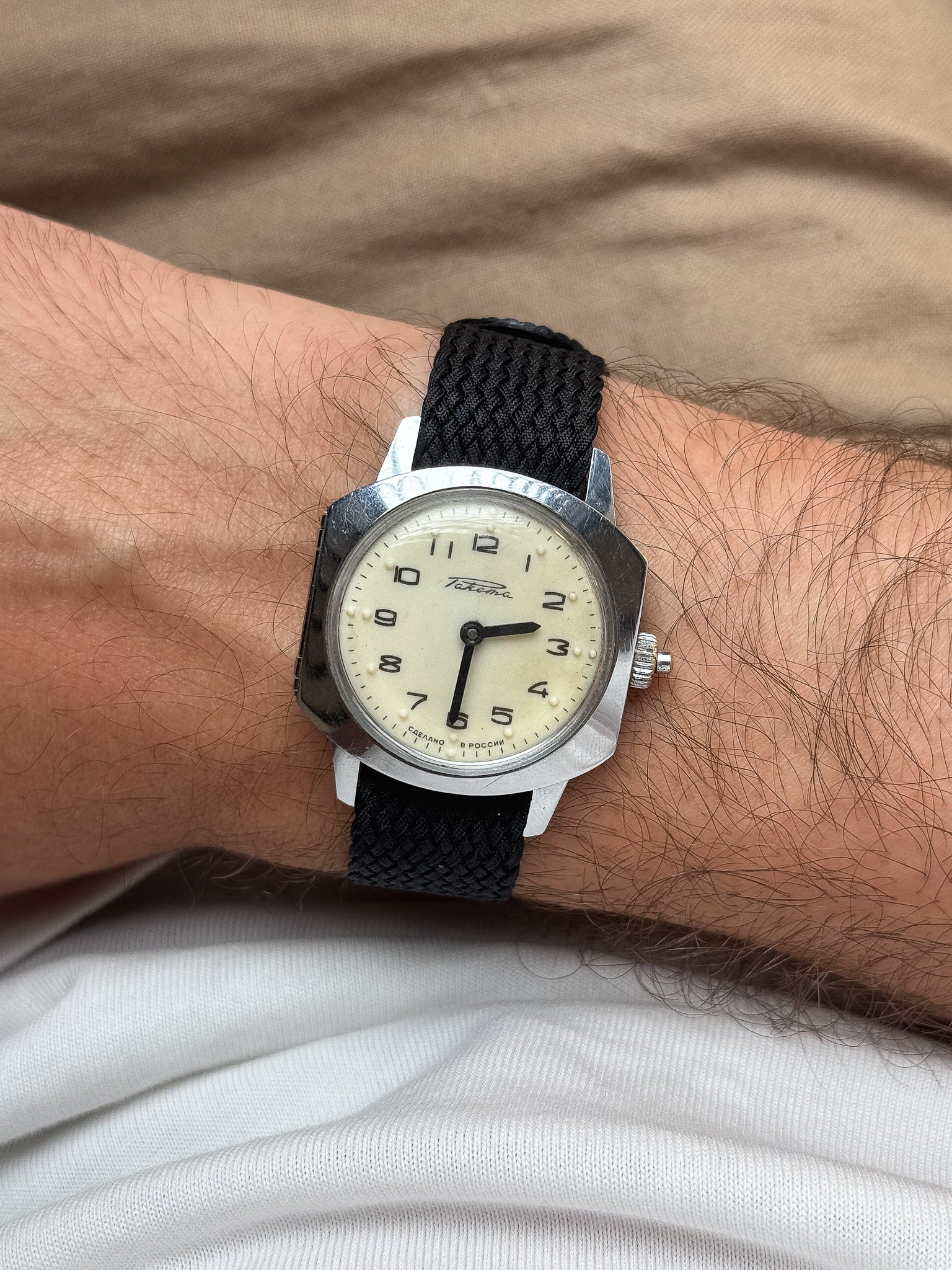 Raketa - Montre aveugle cadran braille crème - 1960s - Atelier Victor - Vintage Watch Shop
