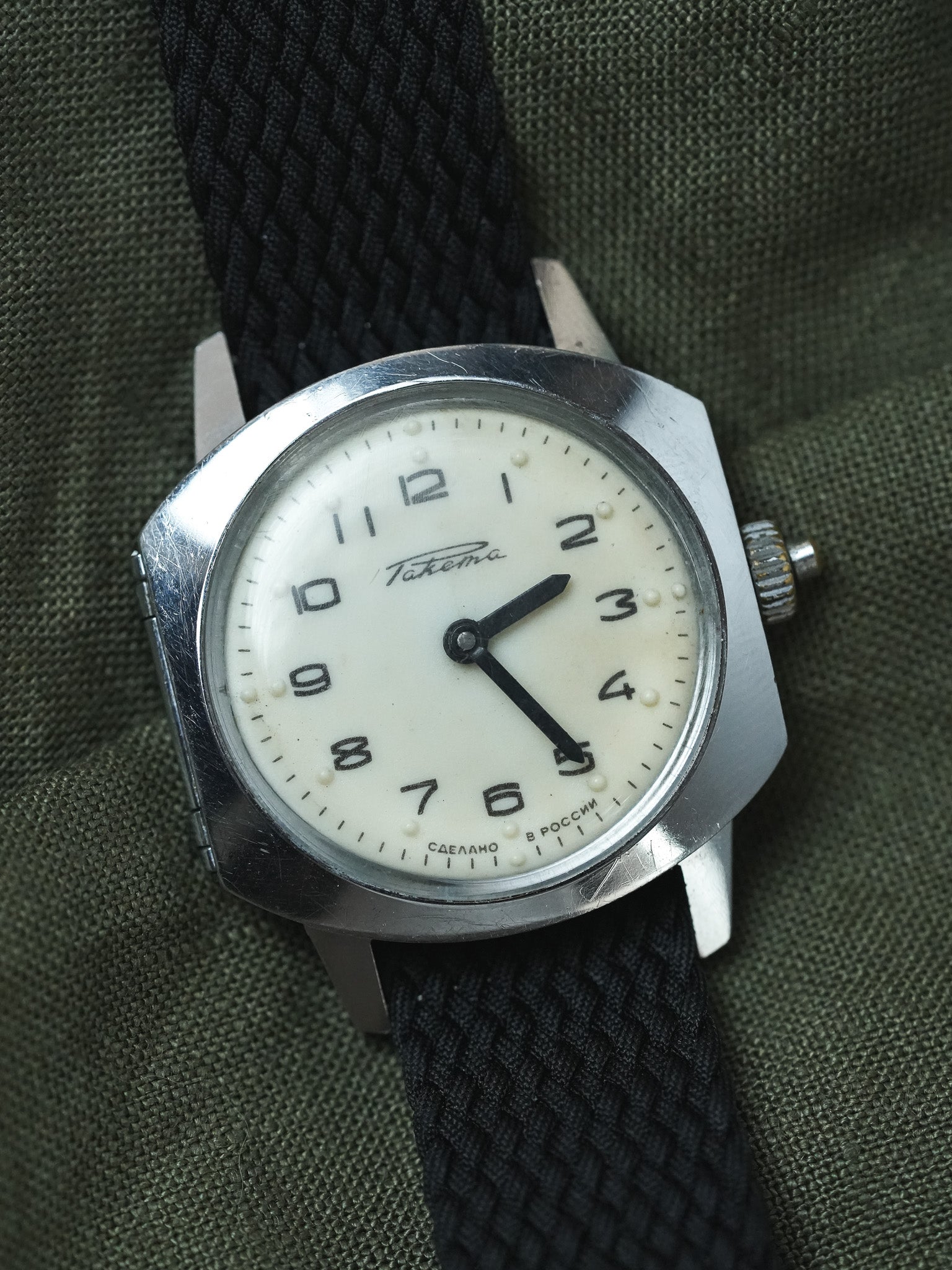 Raketa - Montre aveugle cadran braille crème - 1960s - Atelier Victor - Vintage Watch Shop