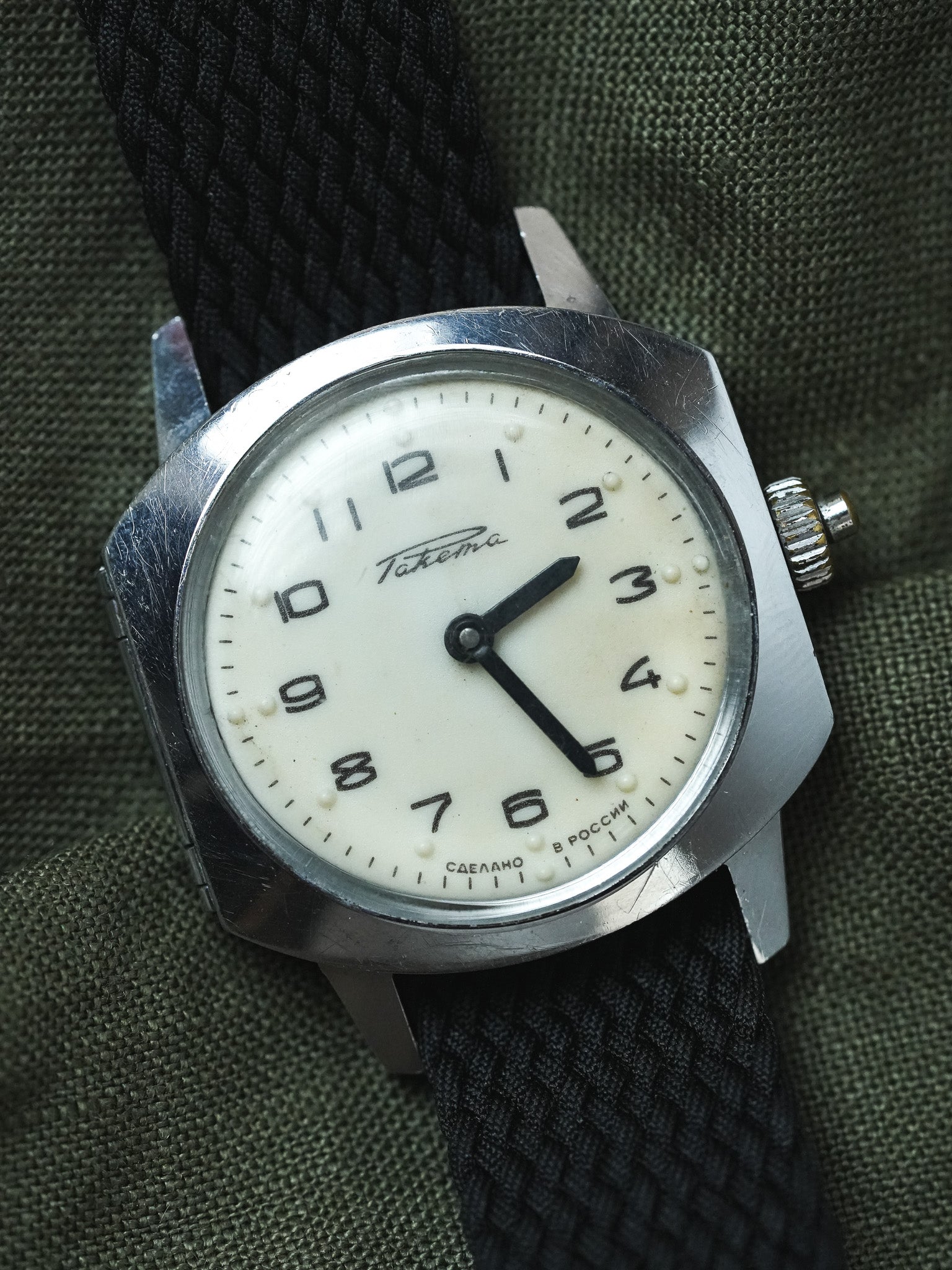 Raketa - Montre aveugle cadran braille crème - 1960s - Atelier Victor - Vintage Watch Shop