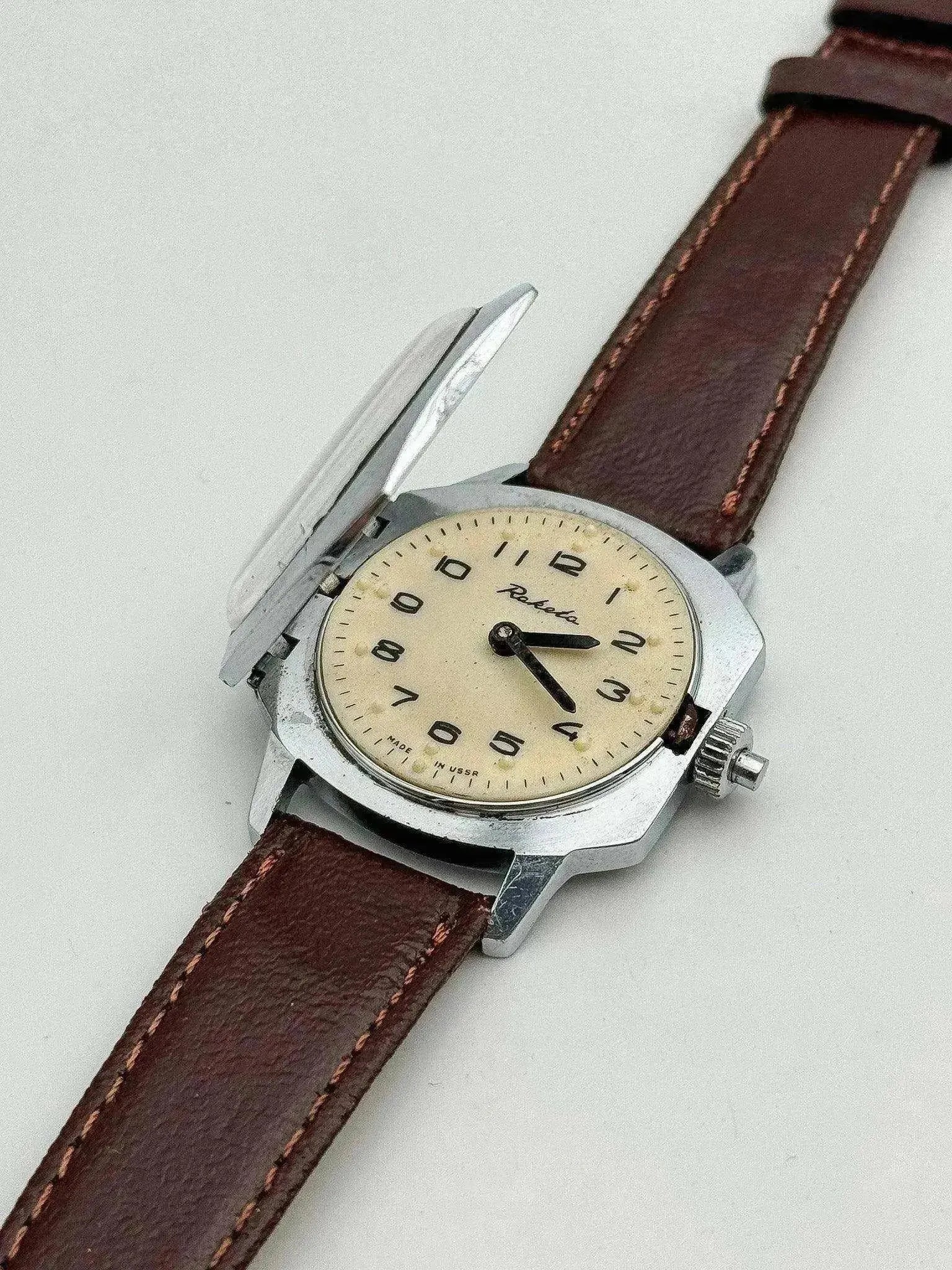 Raketa - Montre Aveugle Crème Marron - 1980s - Atelier Victor