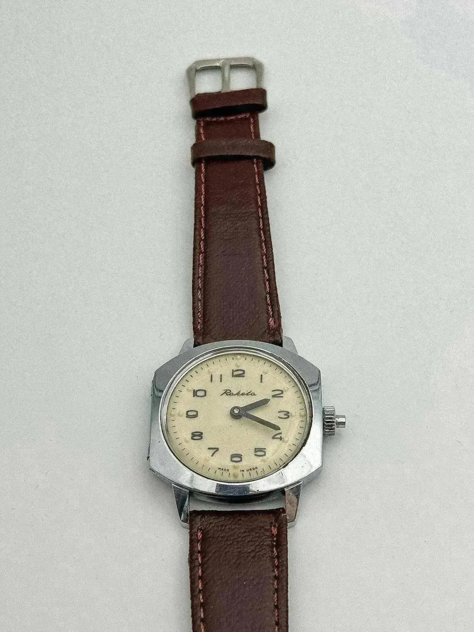 Raketa - Montre Aveugle Crème Marron - 1980s - Atelier Victor