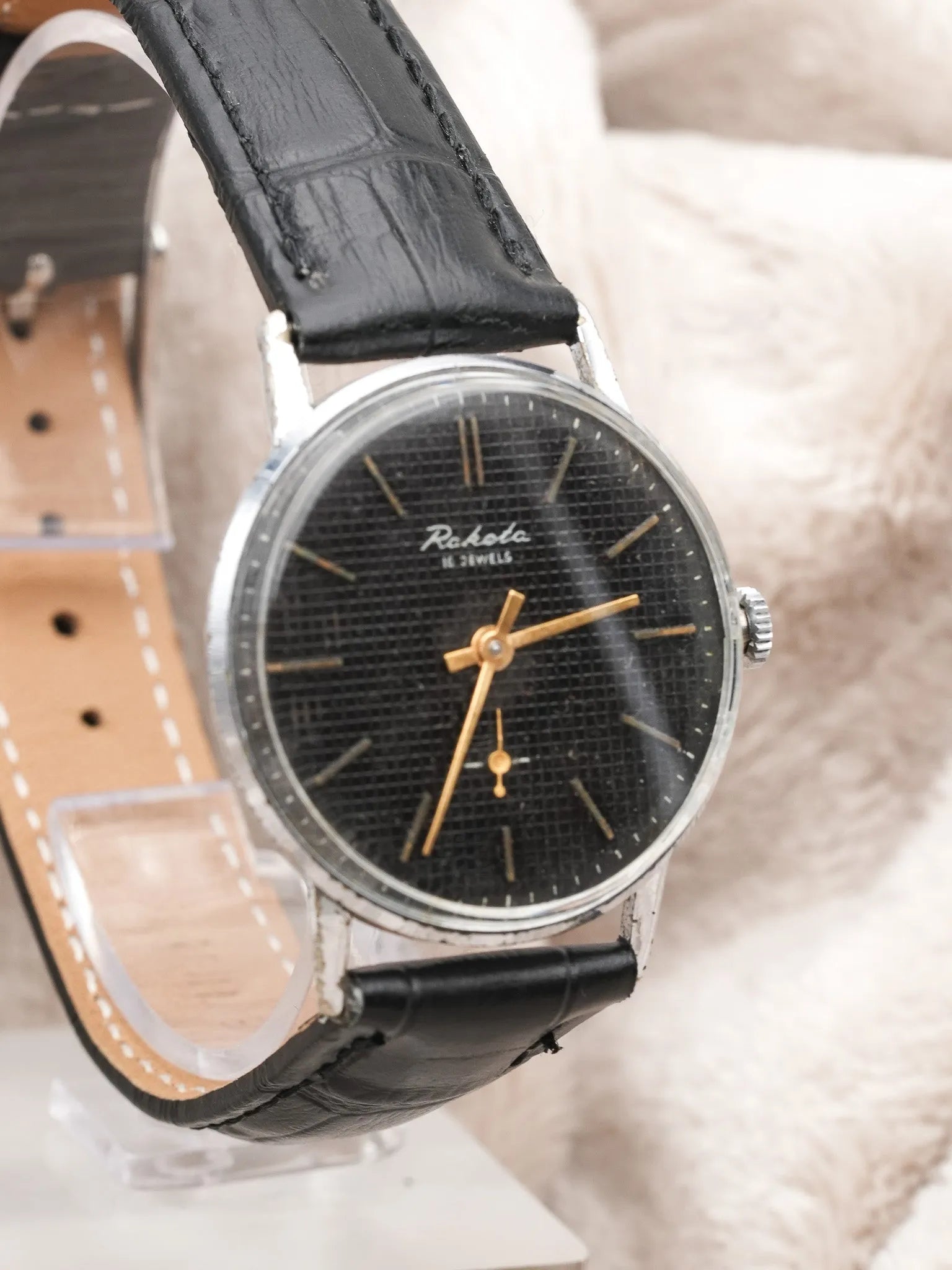 Raketa - Nid d'abeilles Noir Petite-seconde OR - 1960s - Atelier Victor - Vintage Shop