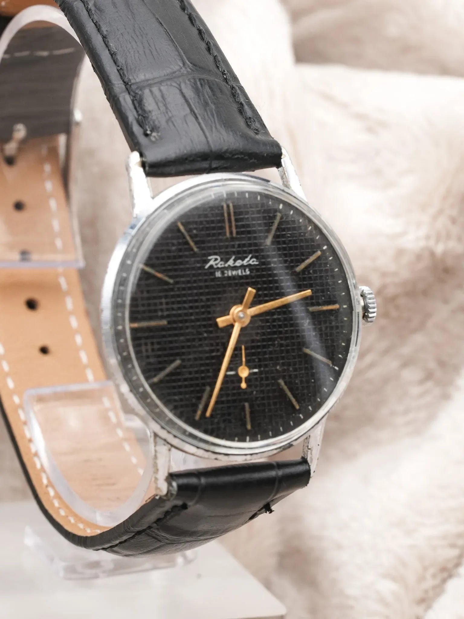 Raketa - Nid d'abeilles Noir Petite-seconde OR - 1960s - Atelier Victor - Vintage Shop