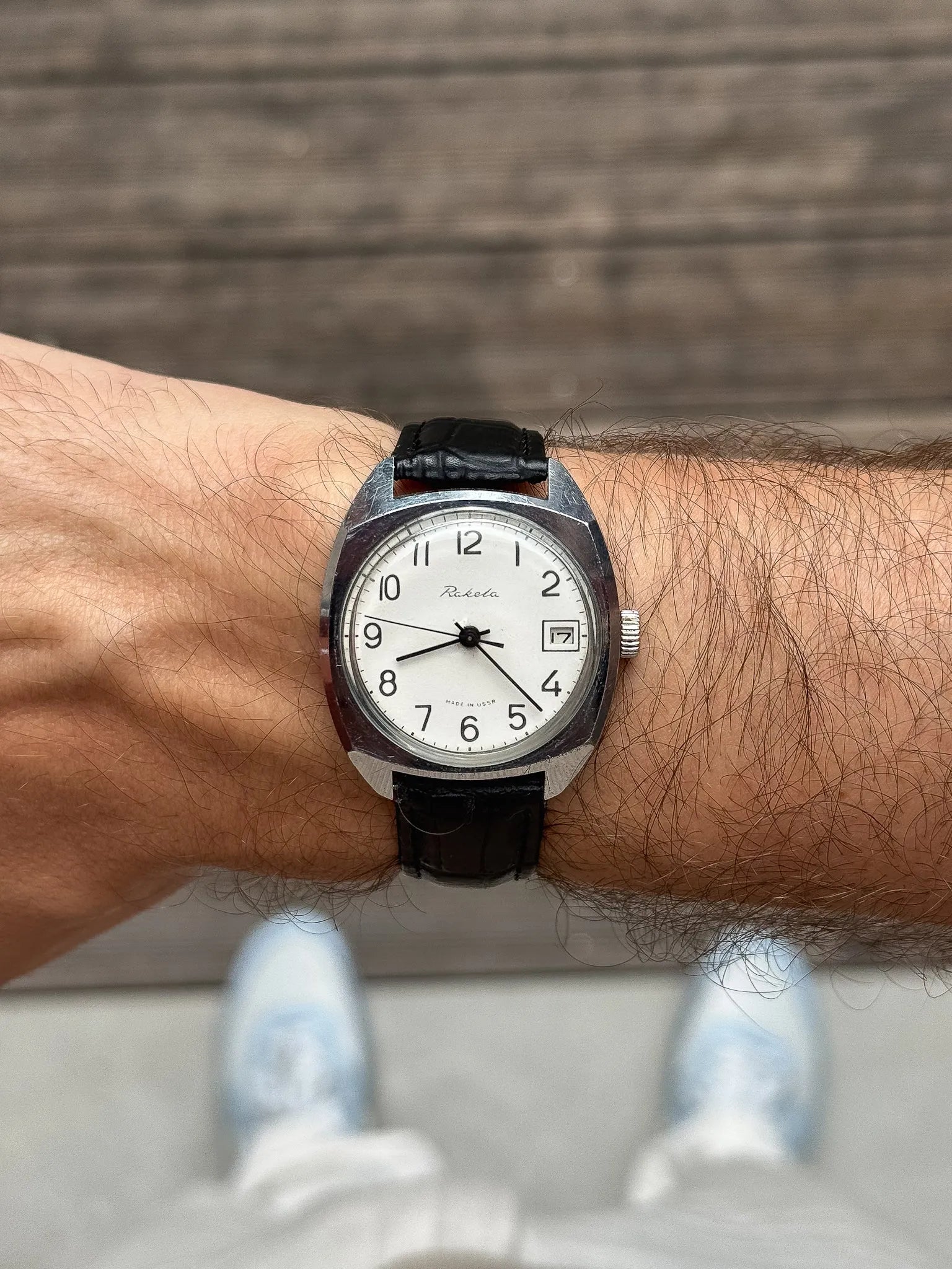 Raketa - Tonneau épais acier blanc date - 1970s - Atelier Victor