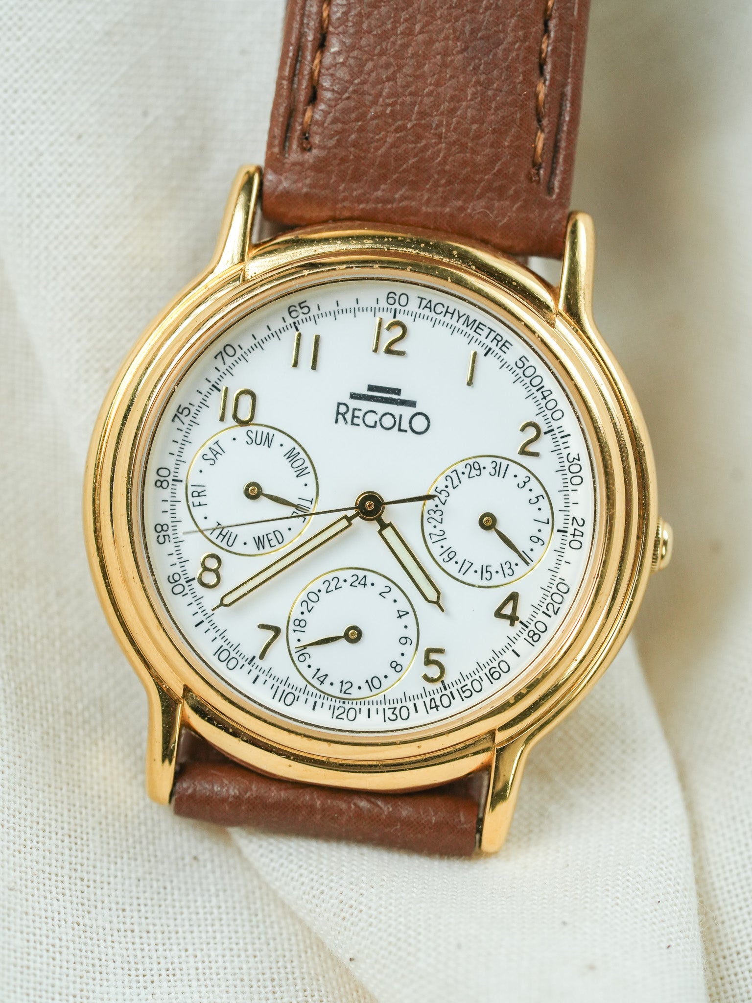 Regolo - Or Triple Calendar blanc - 1990s - Atelier Victor - Vintage Shop