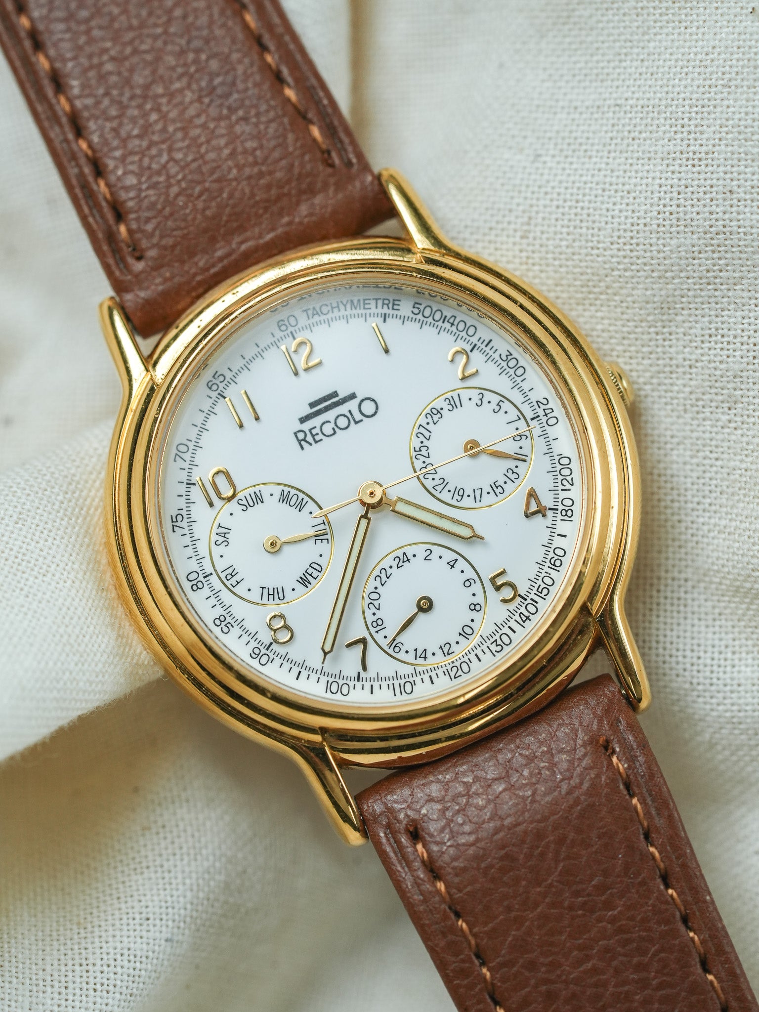 Regolo - Or Triple Calendar blanc - 1990s - Atelier Victor - Vintage Shop