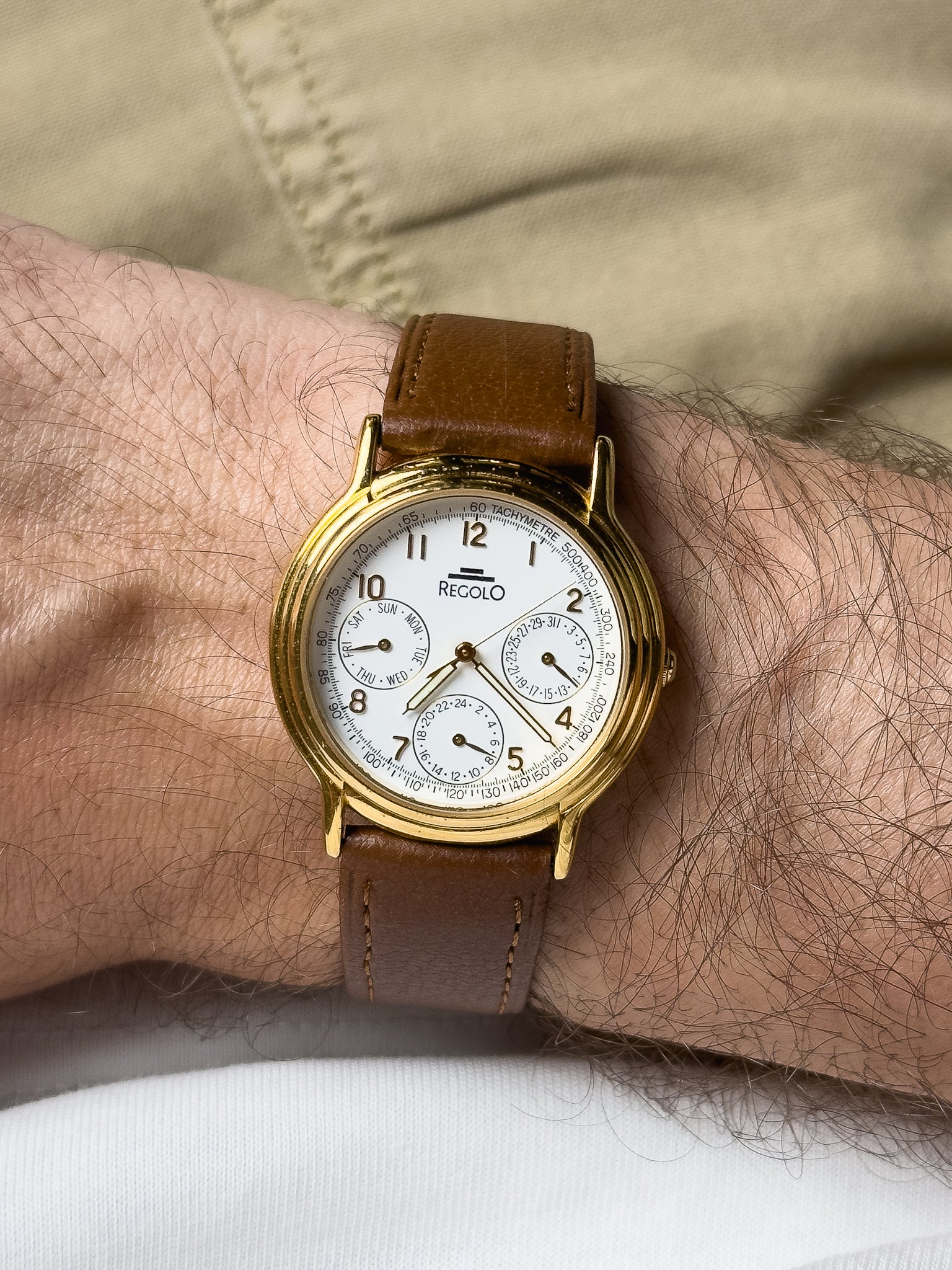 Regolo - Or Triple Calendar blanc - 1990s - Atelier Victor - Vintage Shop