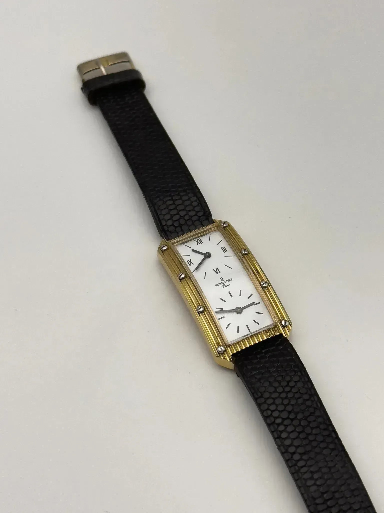 Richards-Zeger - GMT 2 movements plaqué or cadran blanc - 1970s - Atelier Victor