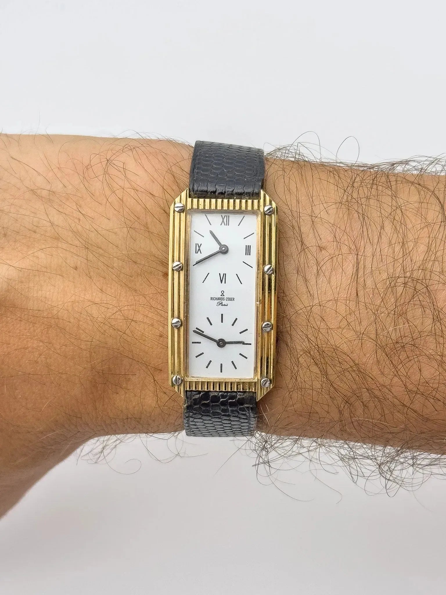 Richards-Zeger - GMT 2 movements plaqué or cadran blanc - 1970s - Atelier Victor