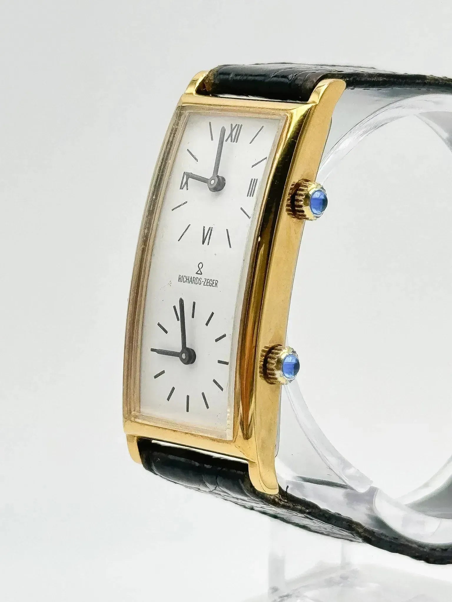 Richards-Zeger - GMT Plaqué or fond blanc double mouvements - 1980s - Atelier Victor