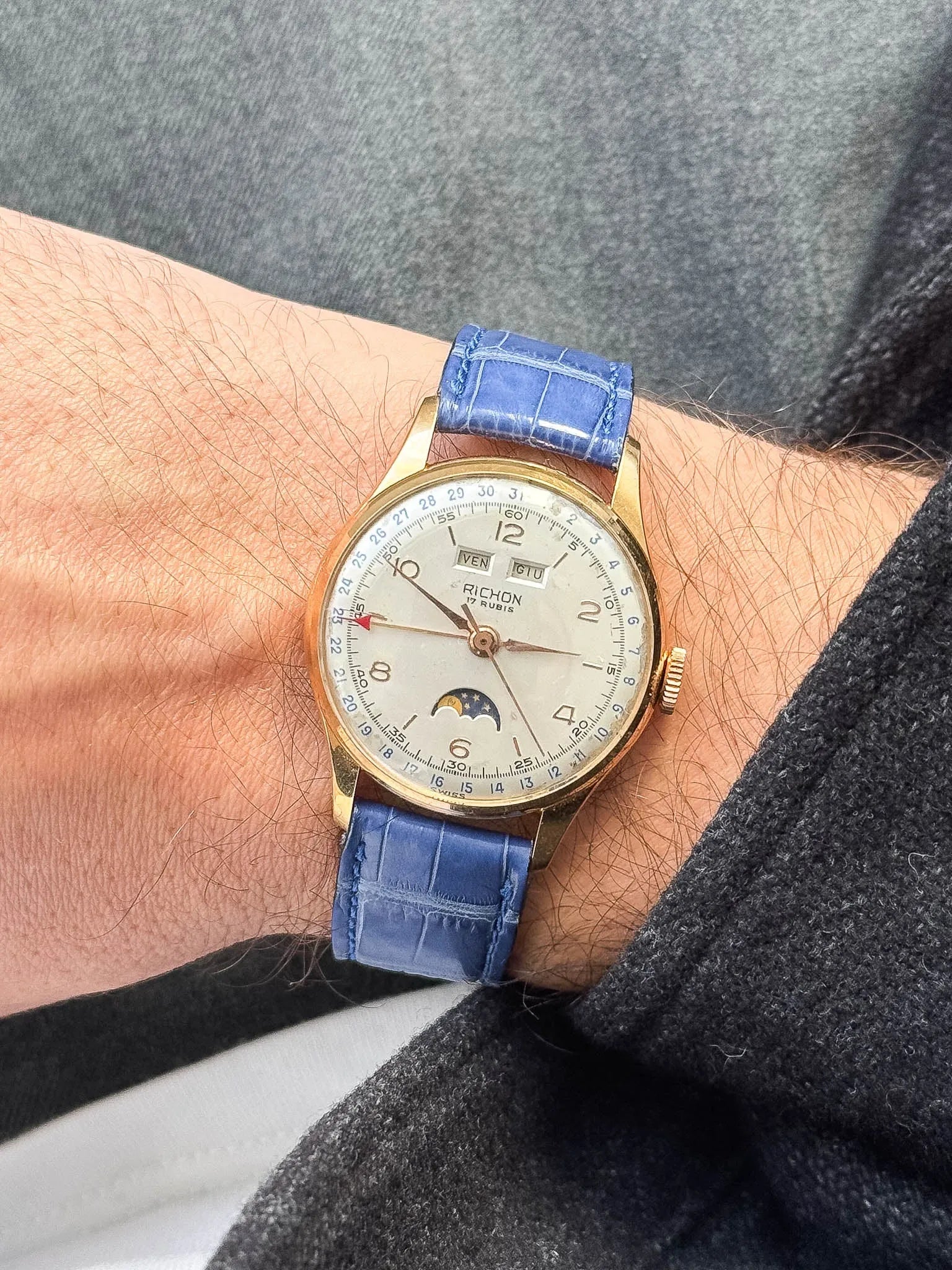 Richon - Venus 206 Or rose 18K Triple Calendar Phase de lune - 1950s - Atelier Victor