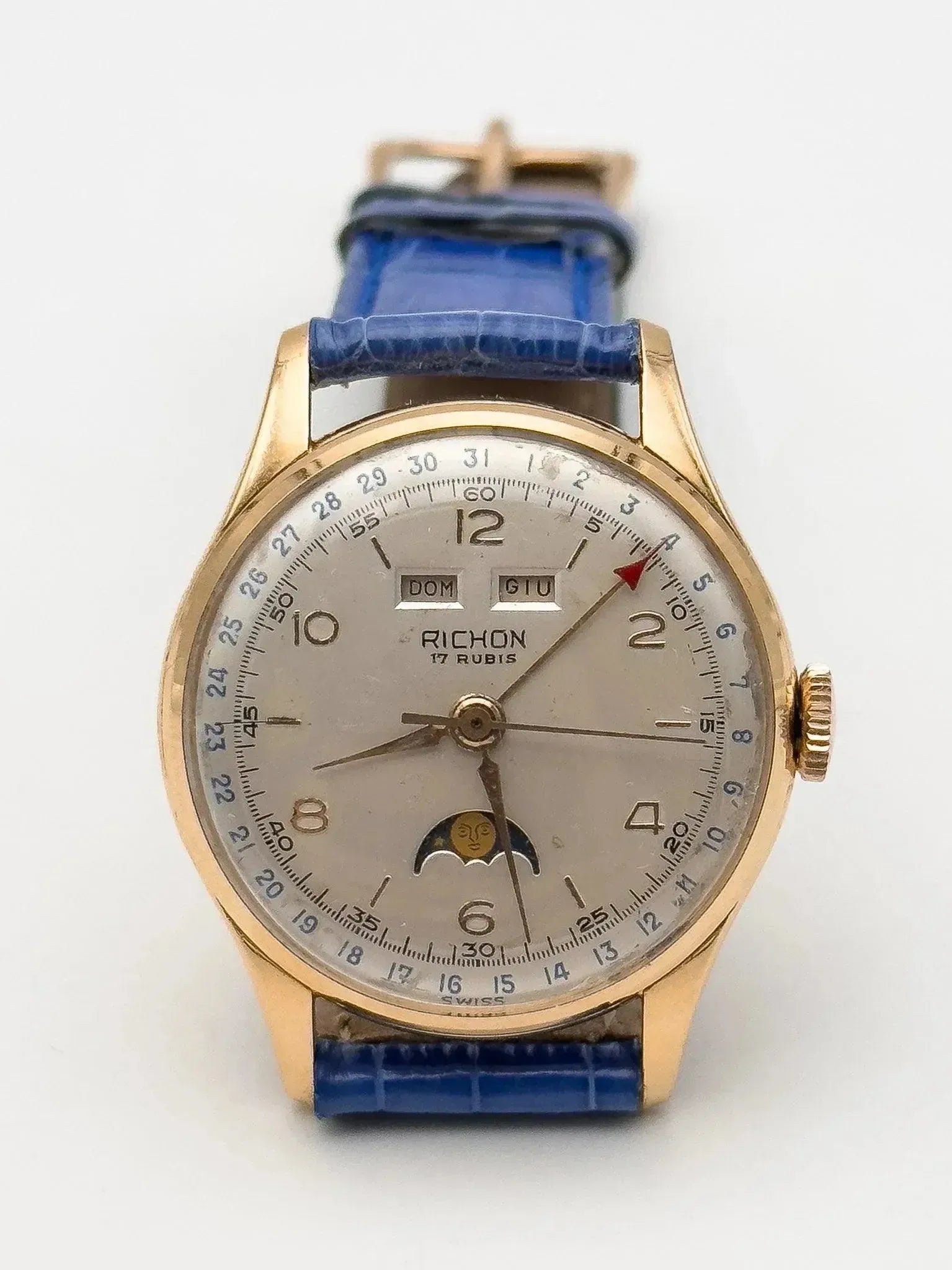 Richon - Venus 206 Or rose 18K Triple Calendar Phase de lune - 1950s - Atelier Victor - Vintage Shop