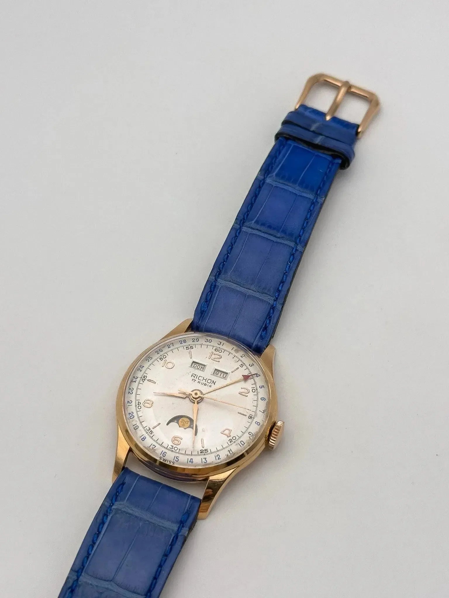 Richon - Venus 206 Or rose 18K Triple Calendar Phase de lune - 1950s - Atelier Victor - Vintage Shop