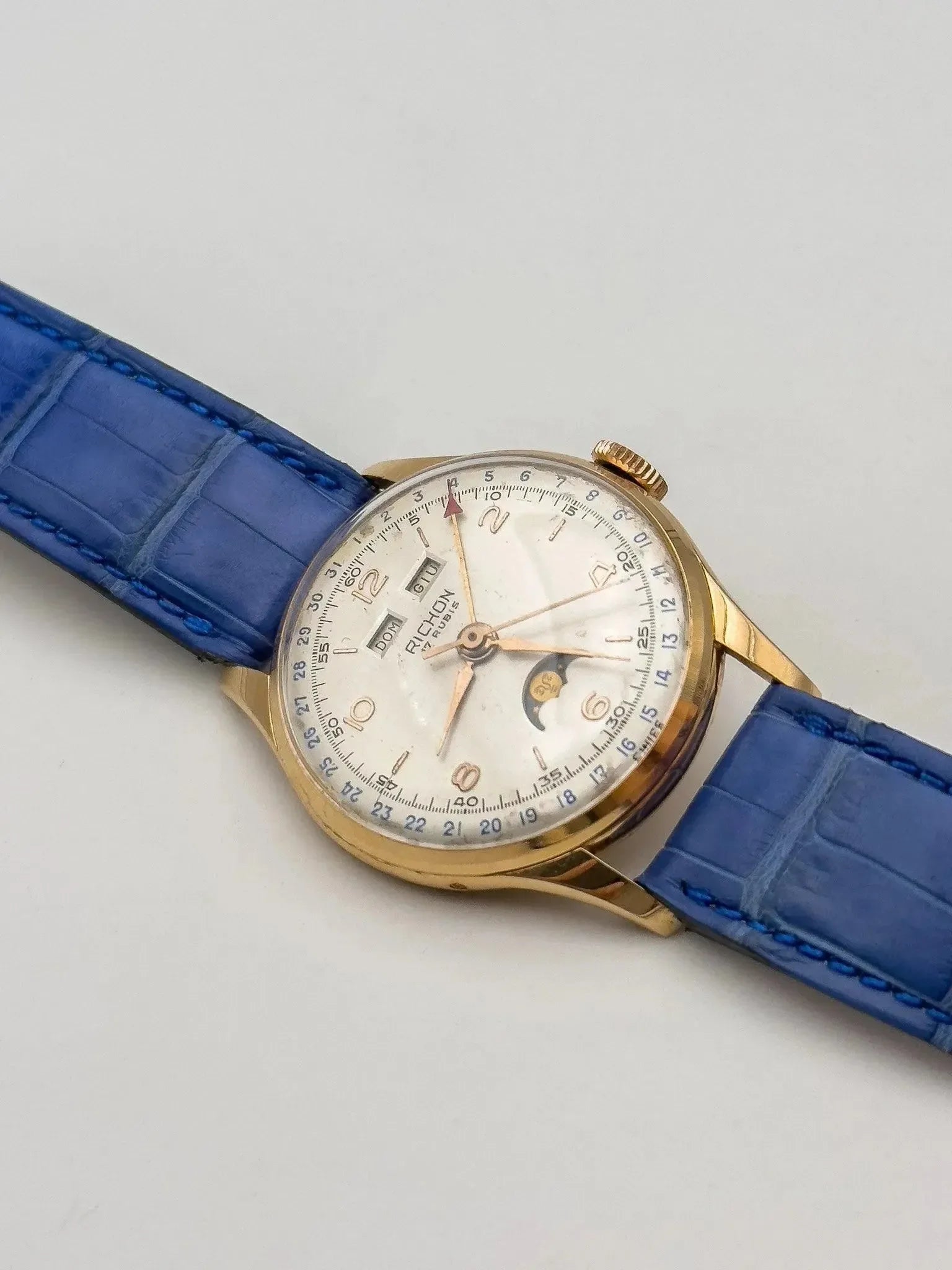 Richon - Venus 206 Or rose 18K Triple Calendar Phase de lune - 1950s - Atelier Victor - Vintage Shop