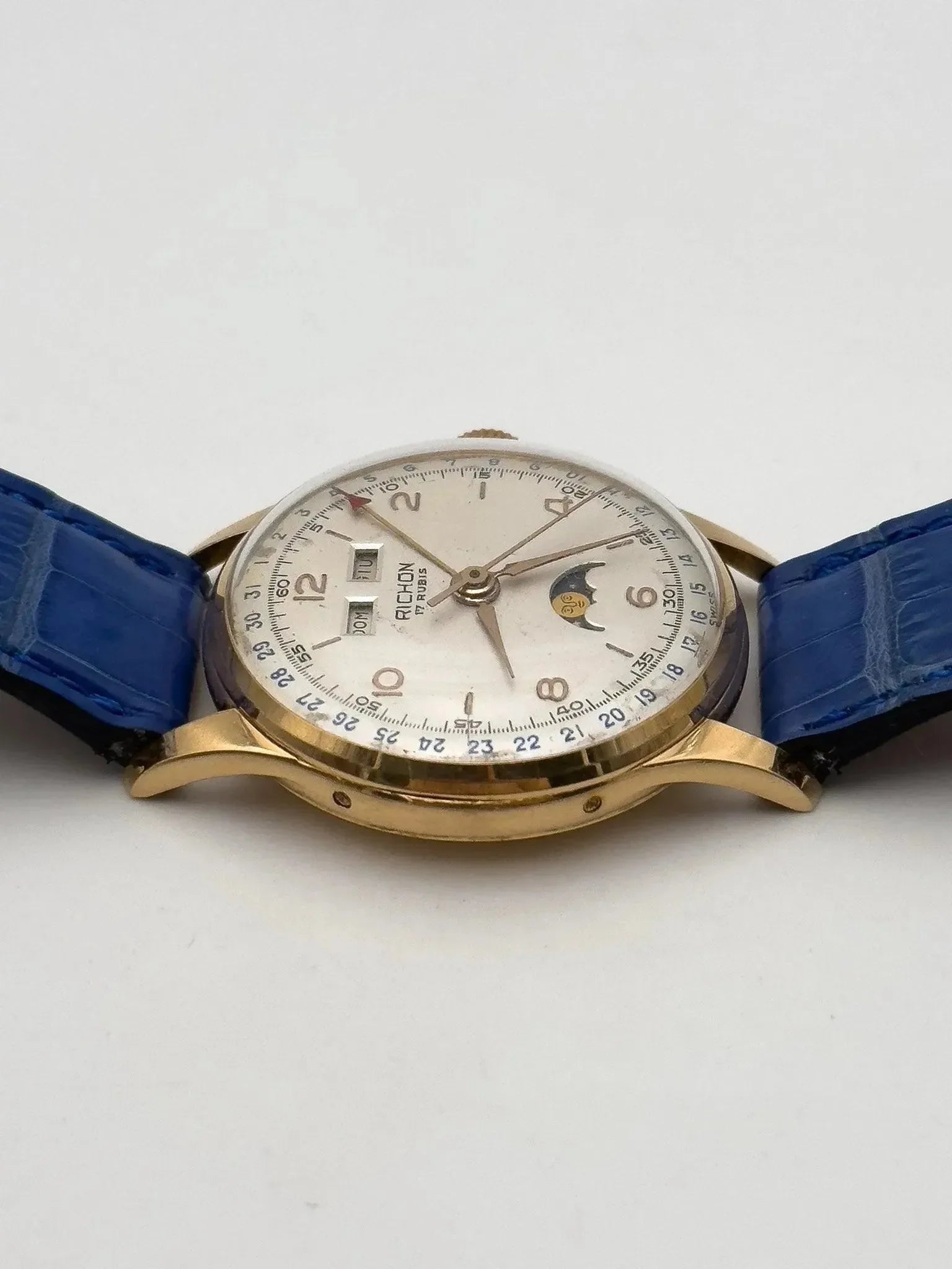 Richon - Venus 206 Or rose 18K Triple Calendar Phase de lune - 1950s - Atelier Victor - Vintage Shop
