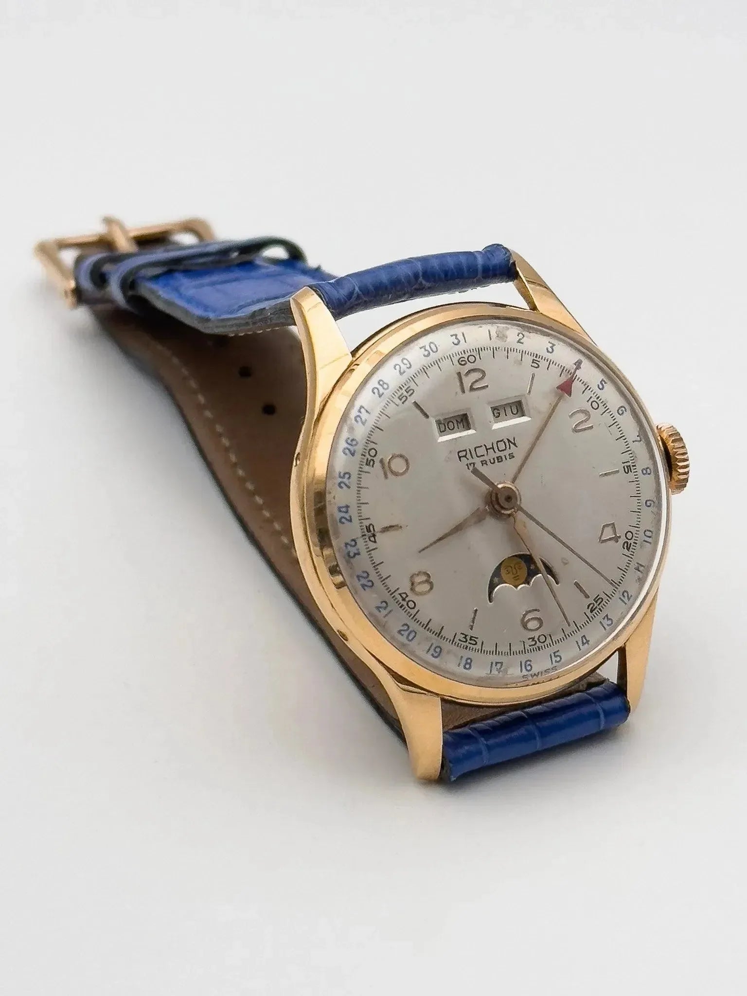 Richon - Venus 206 Or rose 18K Triple Calendar Phase de lune - 1950s - Atelier Victor - Vintage Shop