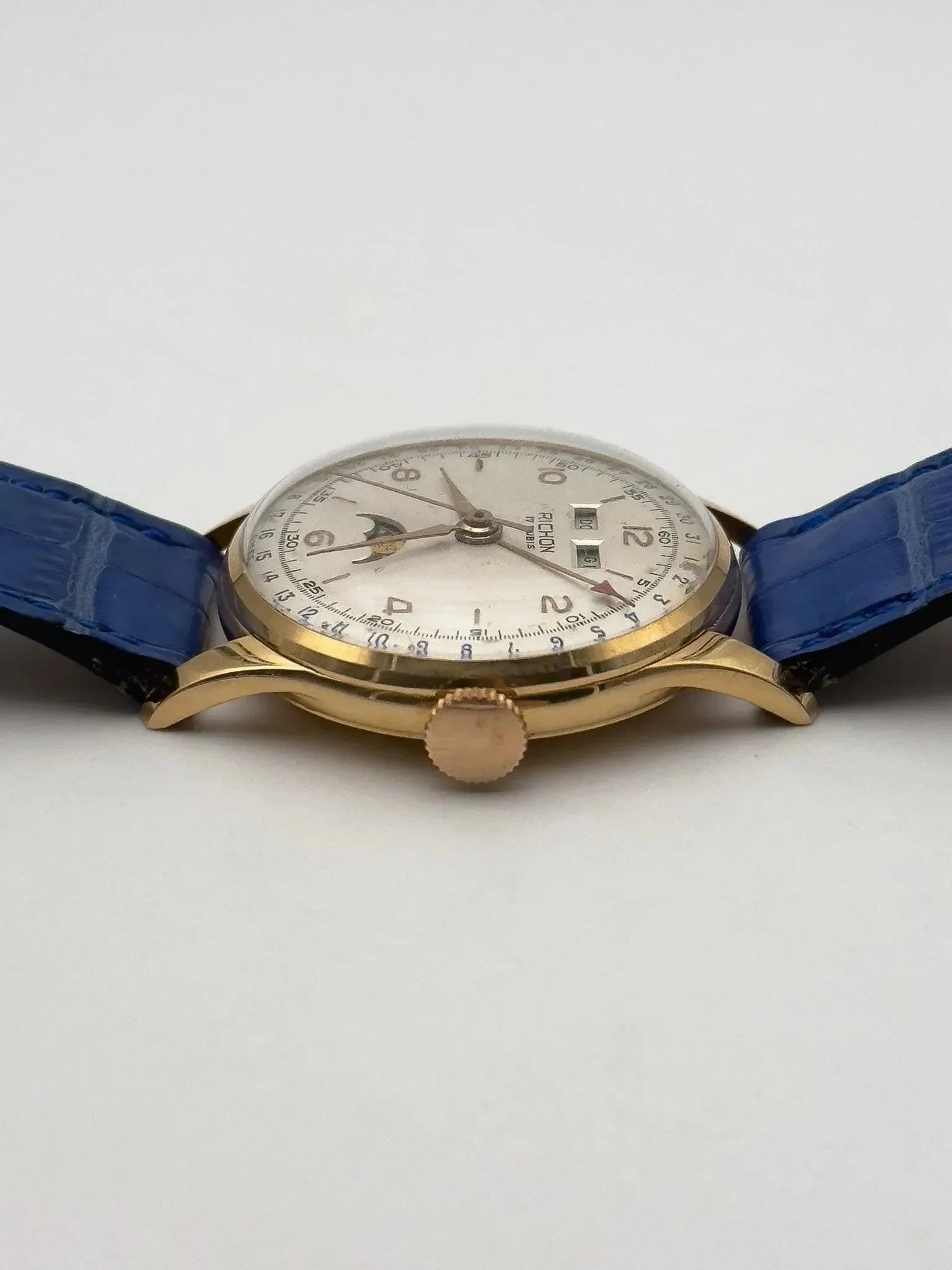 Richon - Venus 206 Or rose 18K Triple Calendar Phase de lune - 1950s - Atelier Victor - Vintage Shop