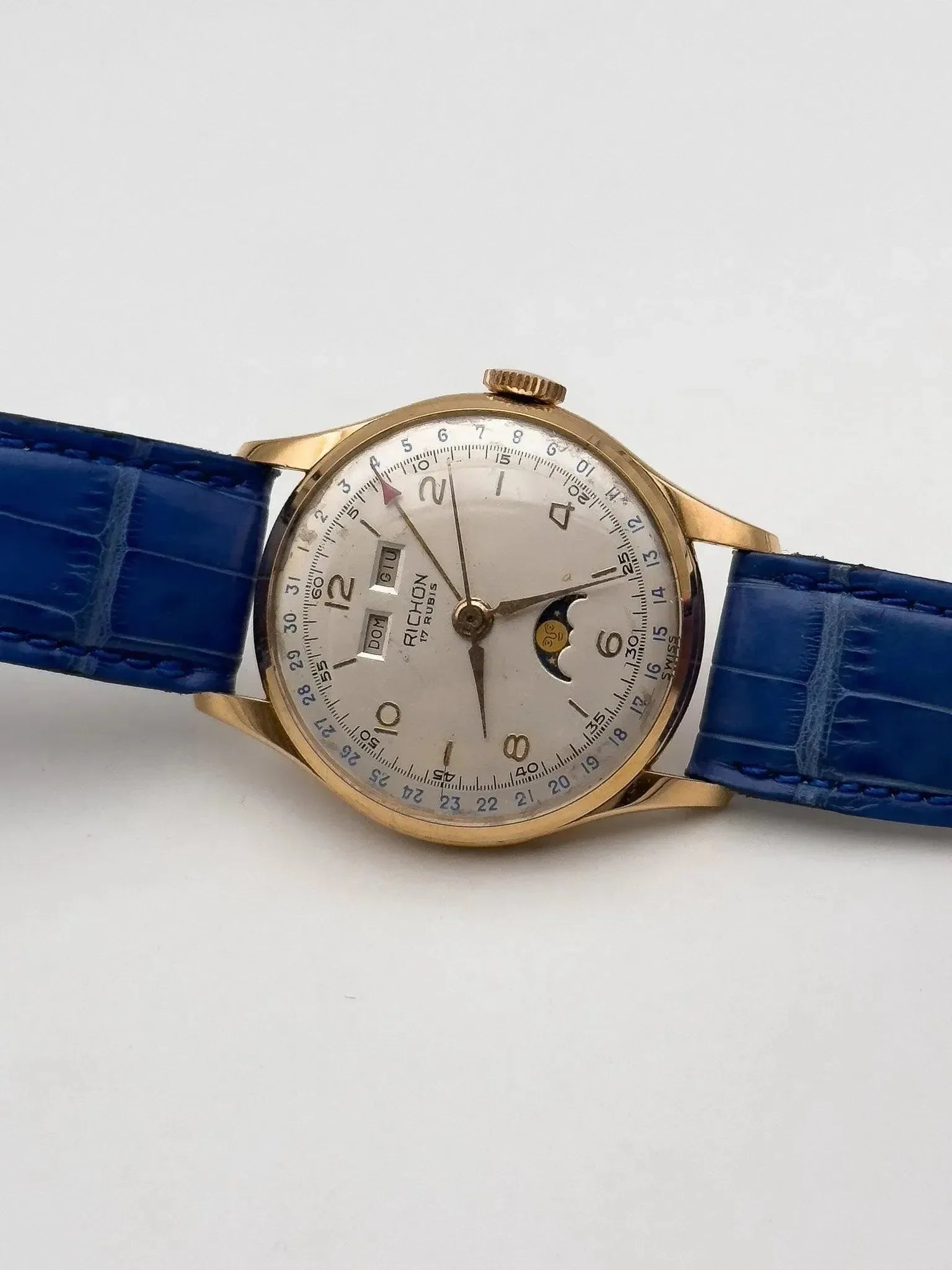 Richon - Venus 206 Or rose 18K Triple Calendar Phase de lune - 1950s - Atelier Victor - Vintage Shop