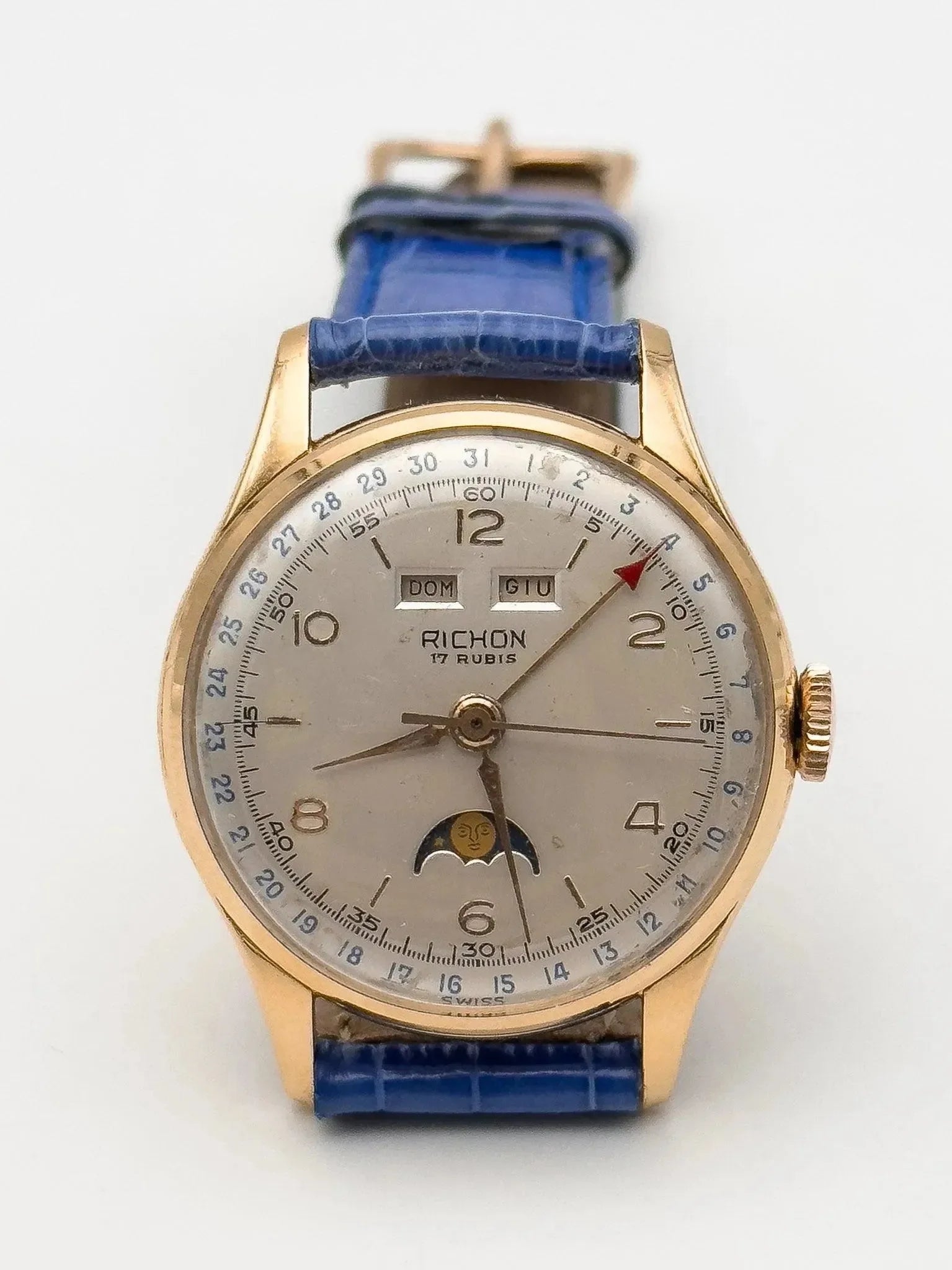 Richon - Venus 206 Or rose 18K Triple Calendar Phase de lune - 1950s - Atelier Victor - Vintage Shop