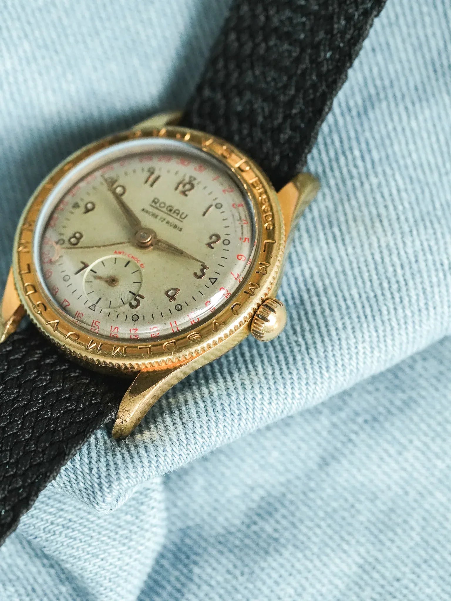 Rogau - Calengraphe Plaqué Or Patine - 1960s - Atelier Victor