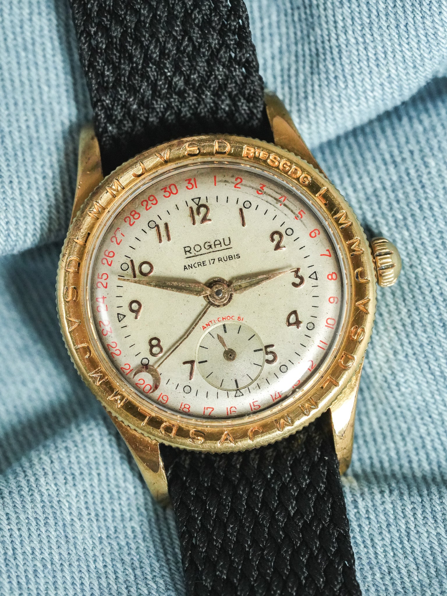 Rogau - Calengraphe Plaqué Or Patine - 1960s - Atelier Victor - Vintage Shop