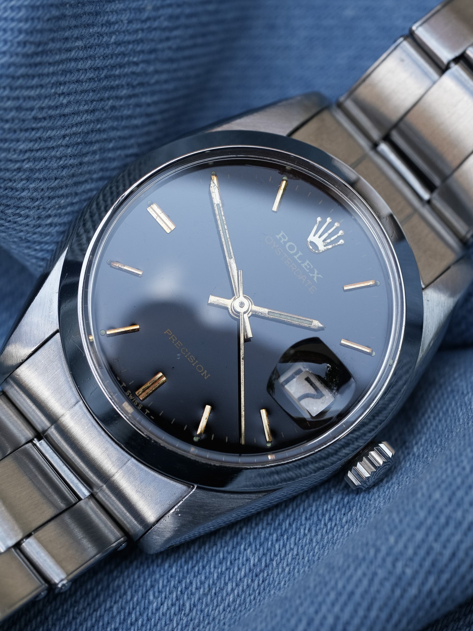 Rolex - 6694 Oysterdate Precision Date Noir Index Or - 1954 - Atelier Victor Paris - Vintage Watch Shop Dubai