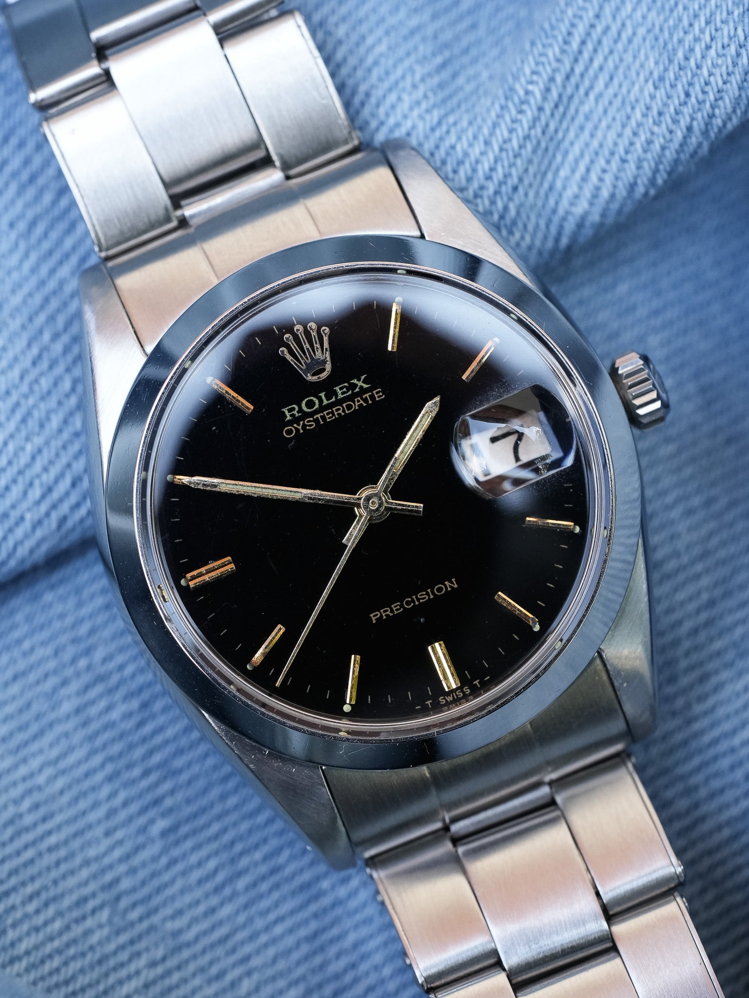 Rolex - 6694 Oysterdate Precision Date Noir Index Or - 1954 - Atelier Victor - Vintage Watch Shop