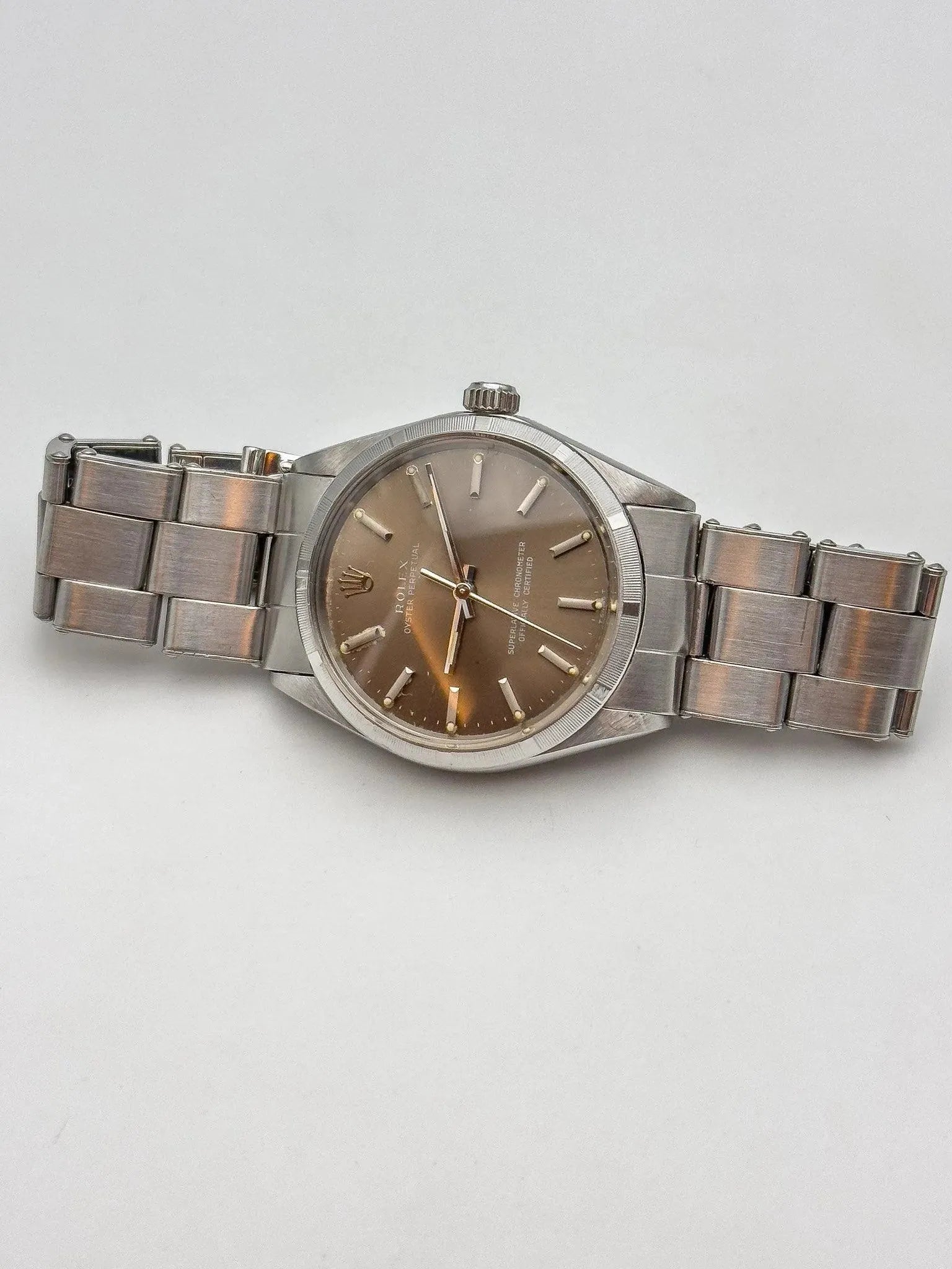 Rolex - Oyster Perpetual 1003 Moka COSC Engine Turned Bezel - 1966 - Atelier Victor Paris - Vintage Watch Shop Dubai