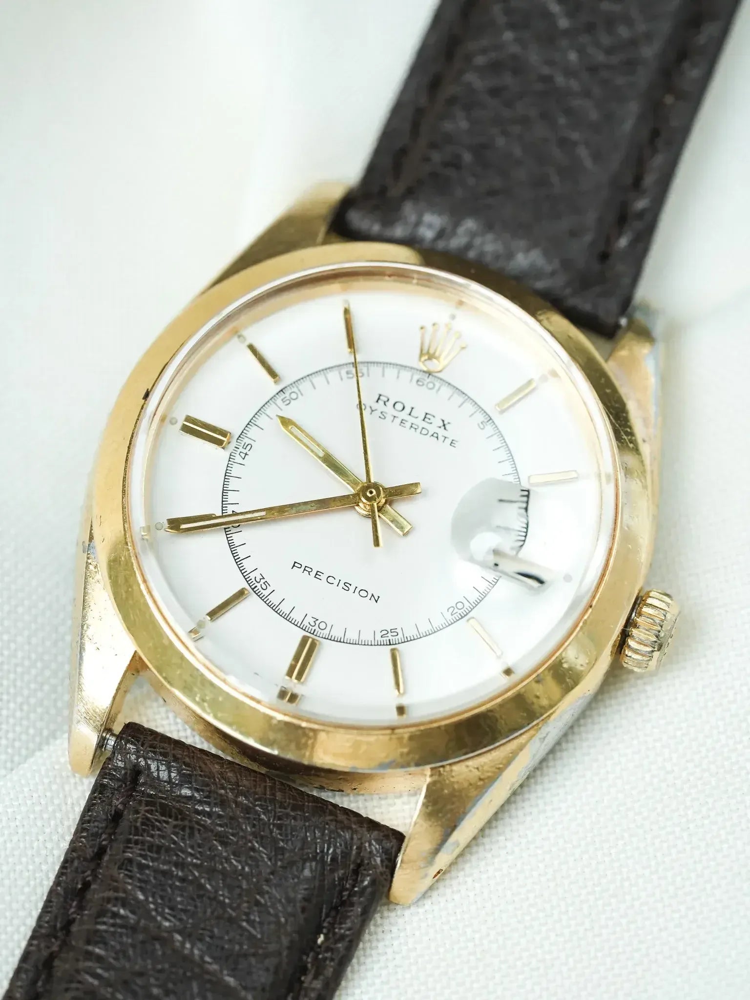 Rolex - Oysterdate 6694 Precision Plaqué or Cadran Chemin de fer - 1956 - Atelier Victor