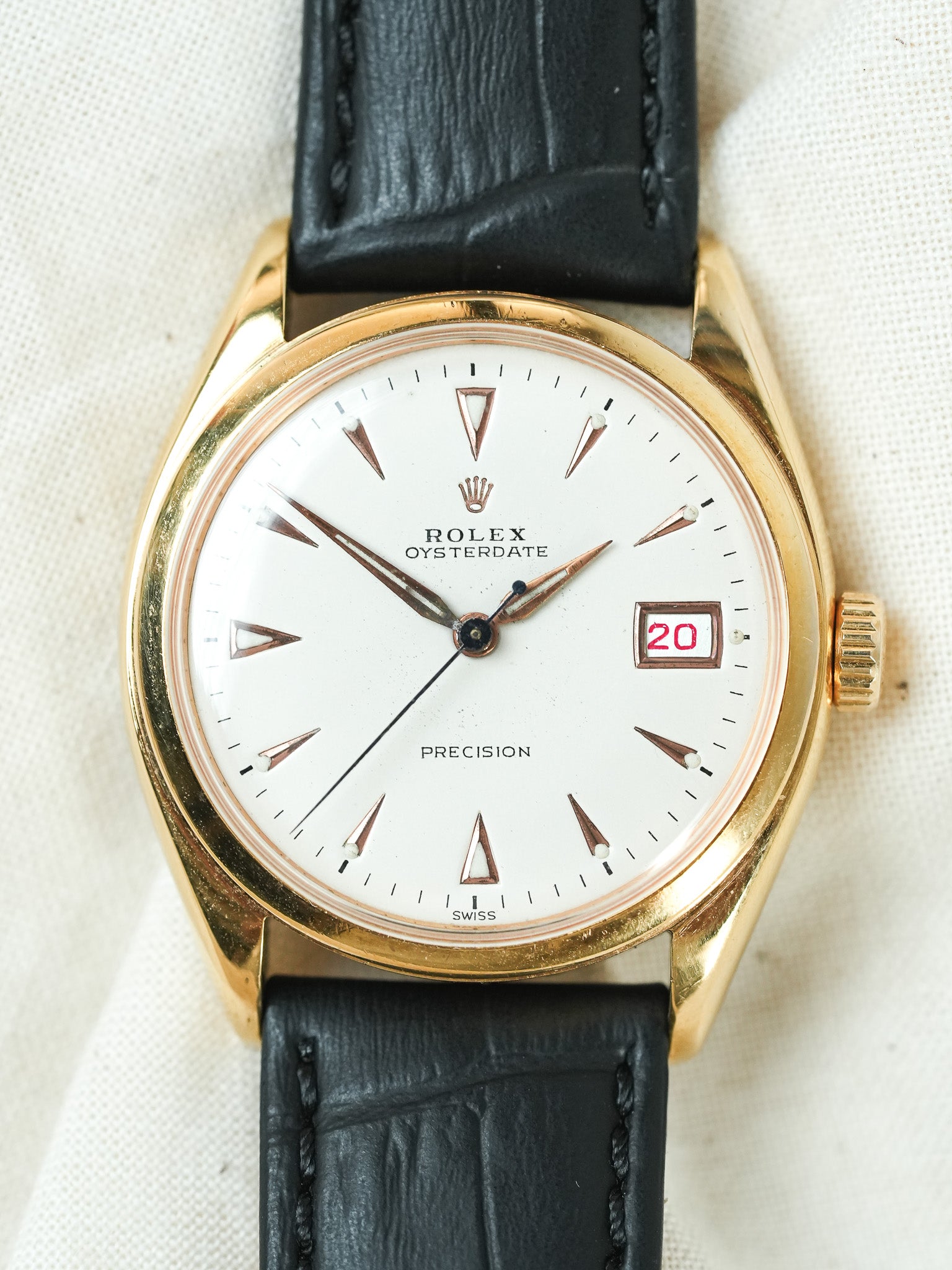 Rolex - Oysterdate Precison 6094 Plaqué or Cadran Blanc crème - 1952 - Atelier Victor - Vintage Shop