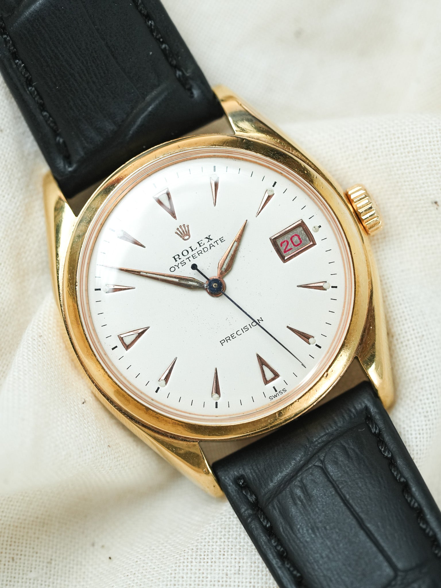 Rolex - Oysterdate Precison 6094 Plaqué or Cadran Blanc crème - 1952 - Atelier Victor - Vintage Shop