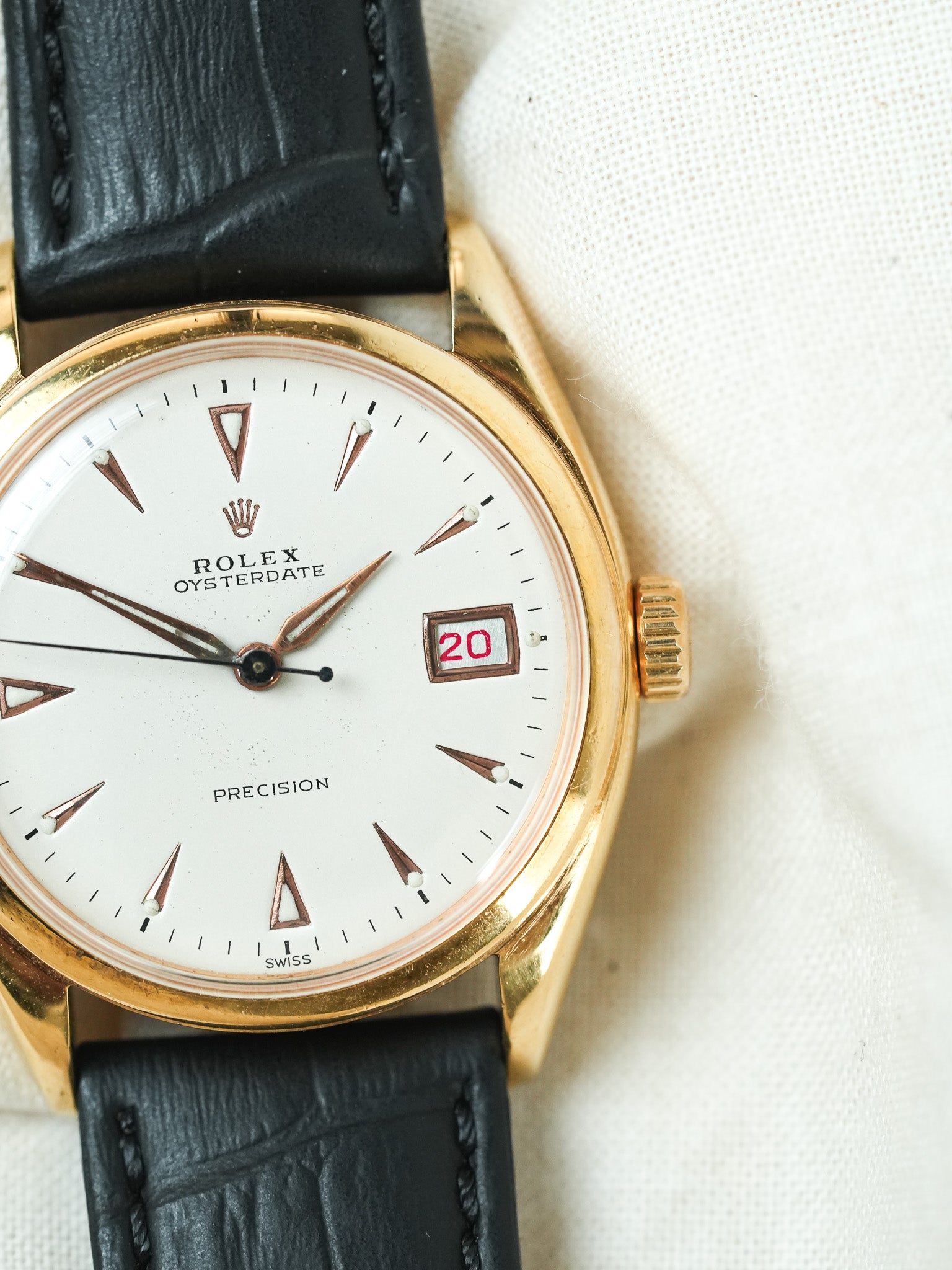 Rolex - Oysterdate Precison 6094 Plaqué or Cadran Blanc crème - 1952 - Atelier Victor - Vintage Shop