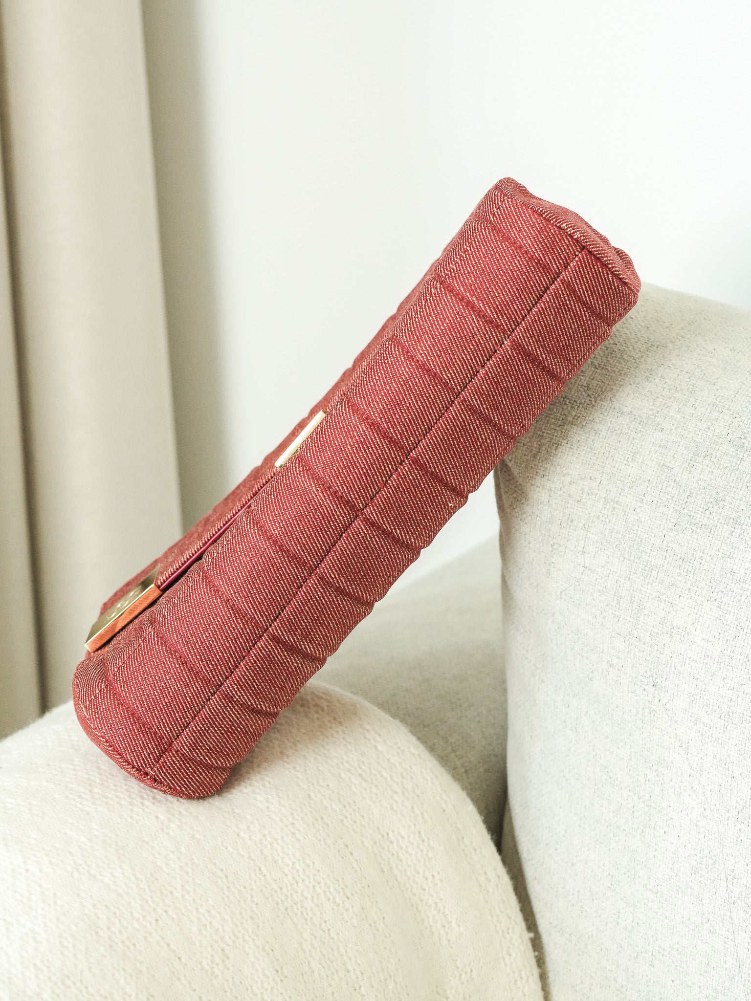 Bolso de Mano Chanel Vintage - Chocolate Bar Denim Rojo Mujer (2002-2003)